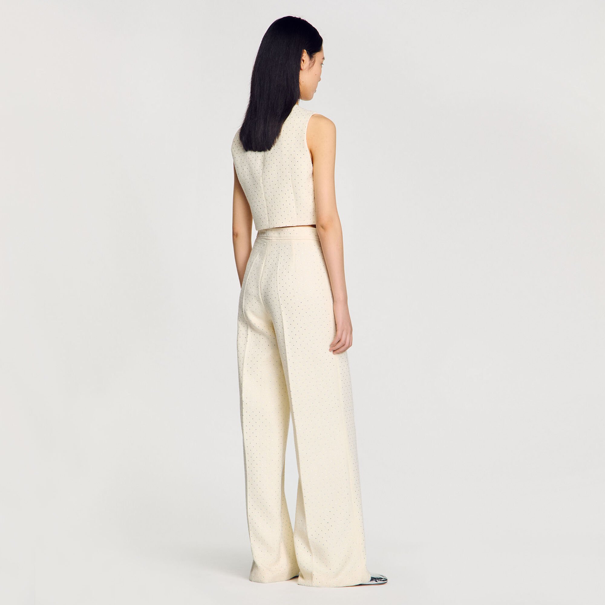 Pantalon van tweed met stras