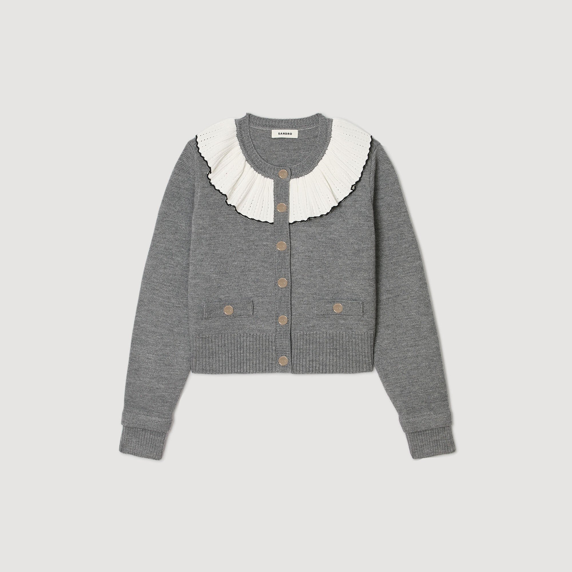 Cardigan vest contrasterende kraag