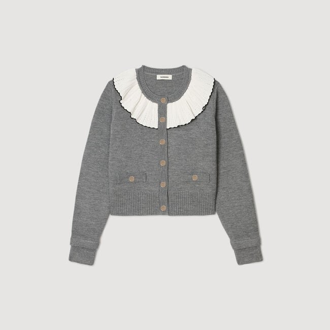 Cardigan vest contrasterende kraag