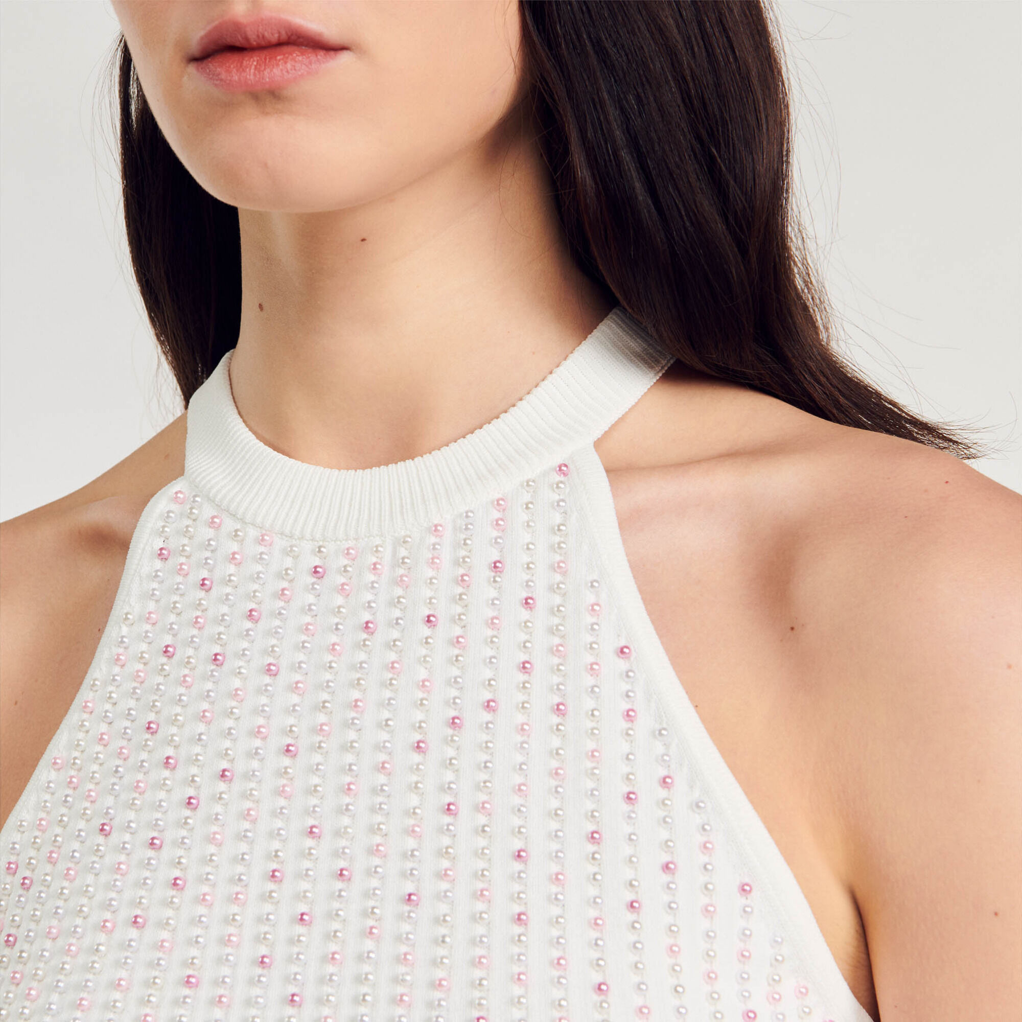 Gebreide top met parels