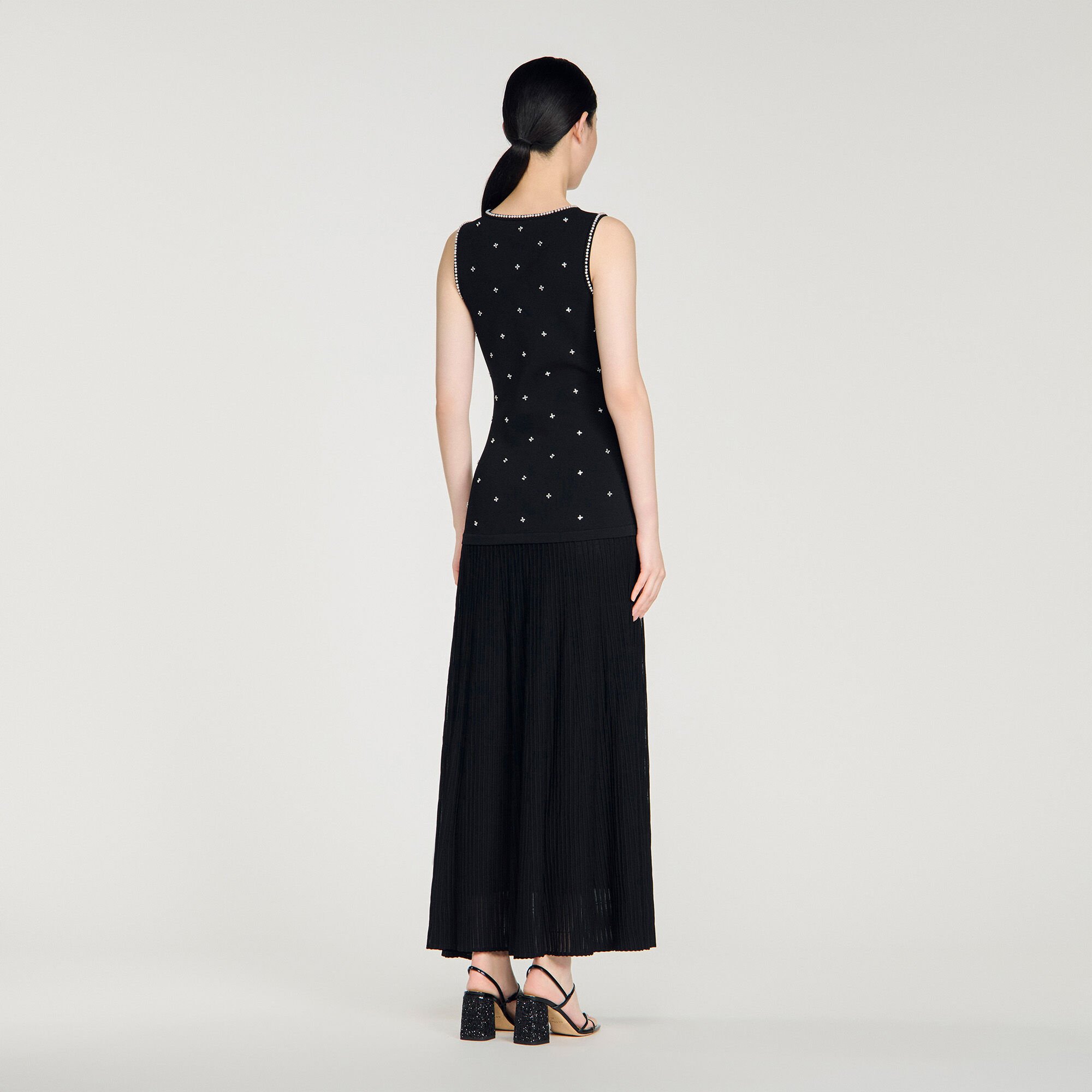 Lange jurk bloemenprint met stras