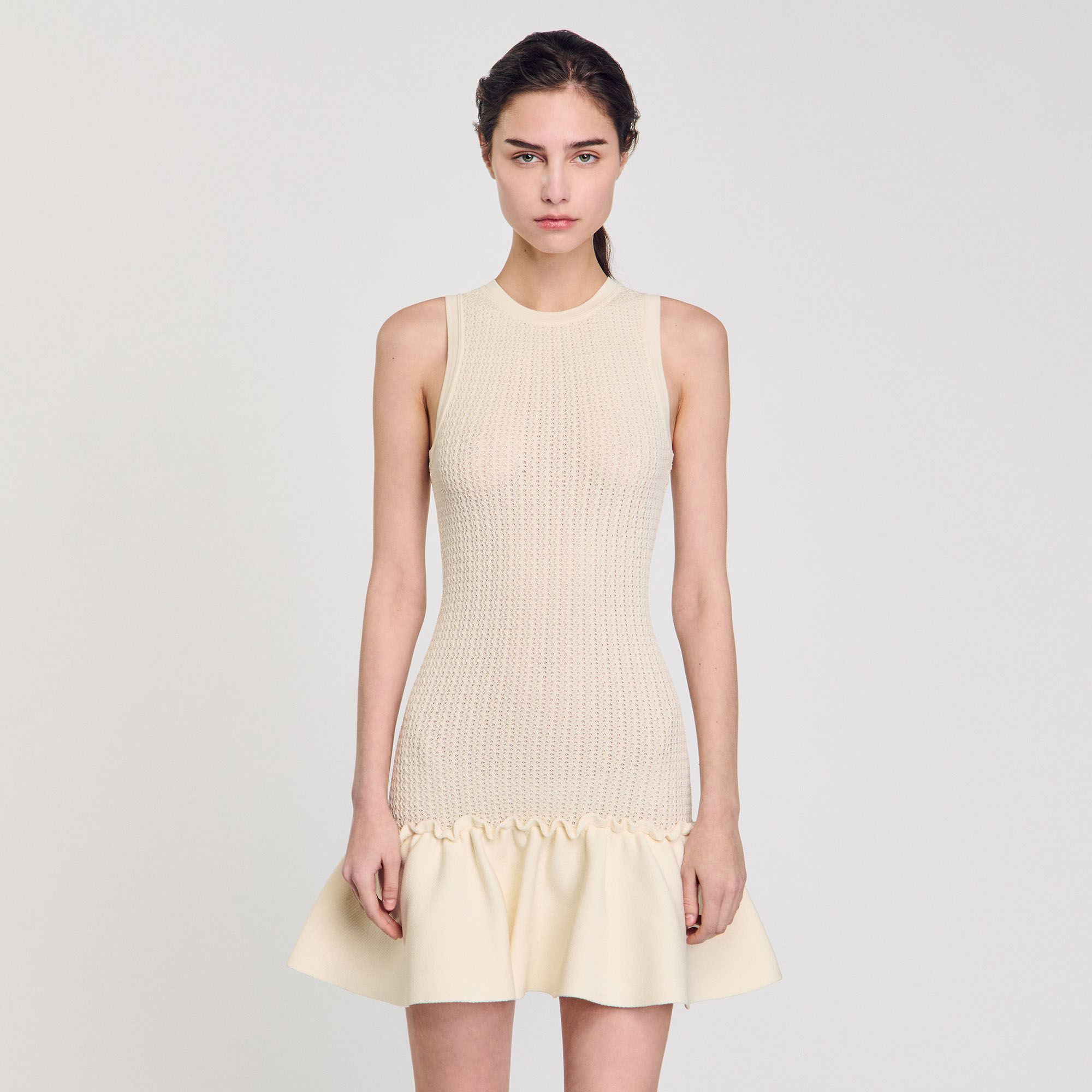 Korte jurk tricot met volants