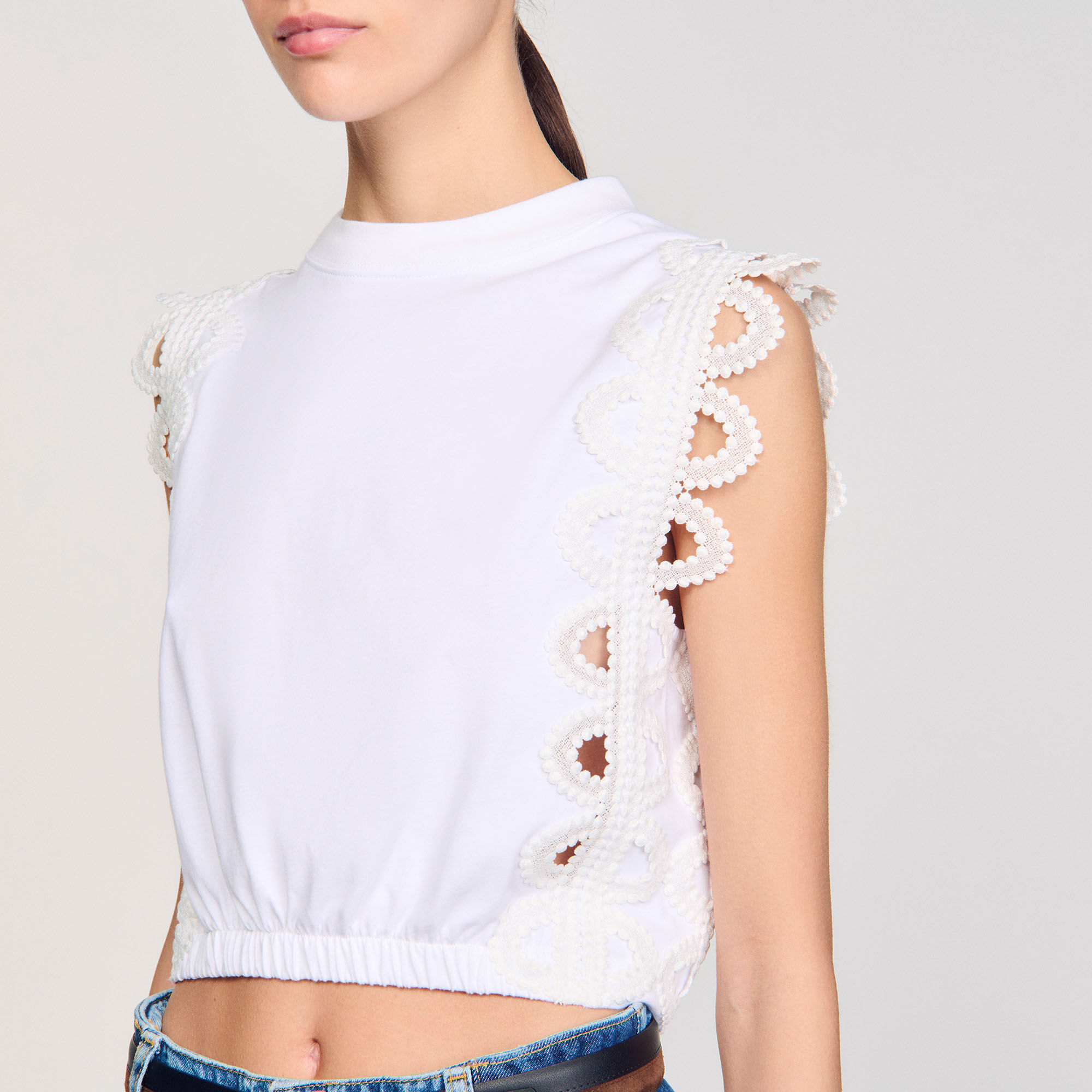 T-shirt kort met kant