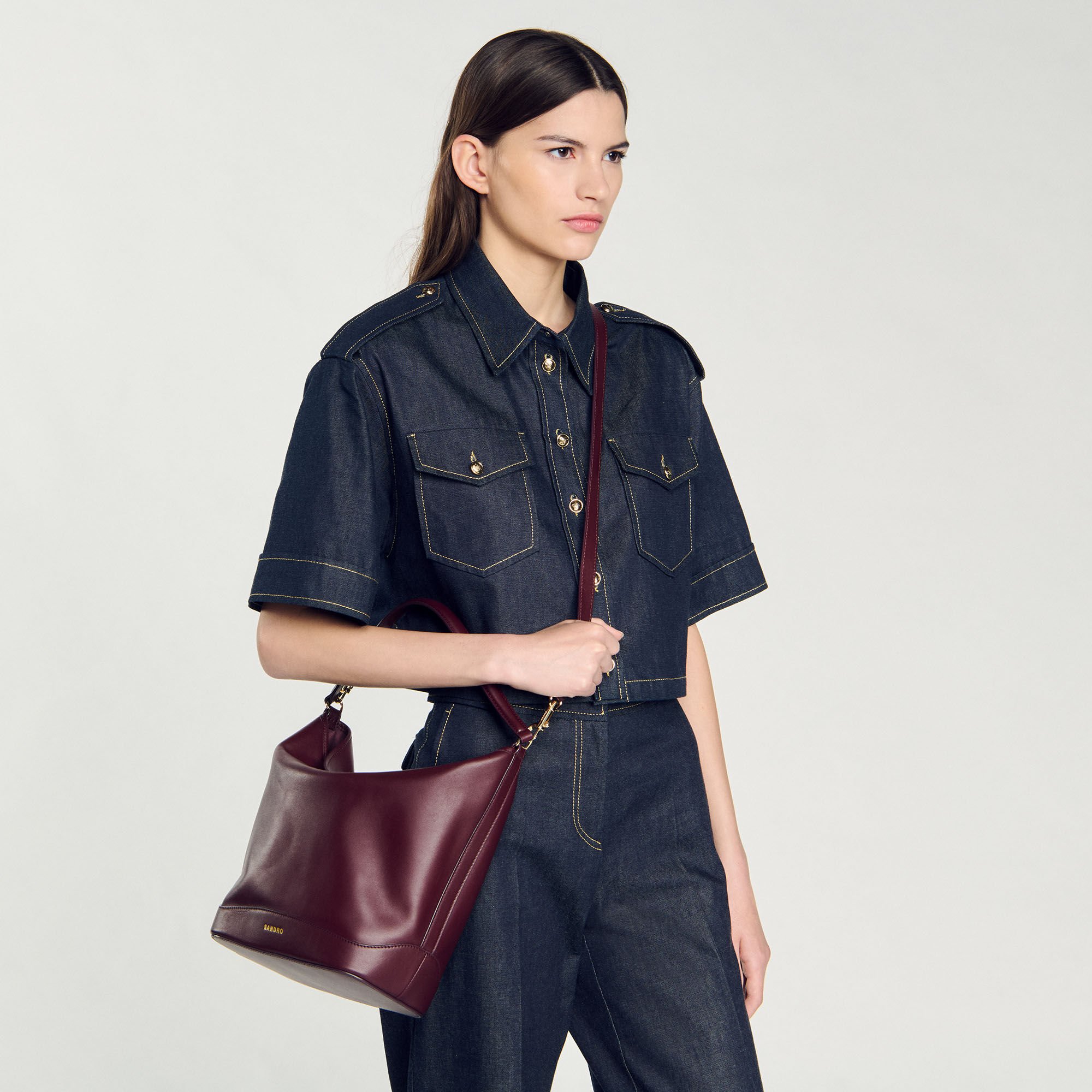 Tas bucket bag leer TANGOSO
