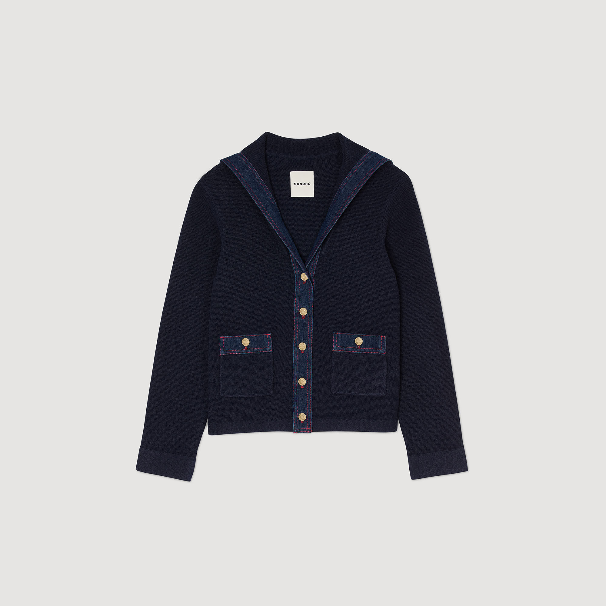Cardigan vest met denim