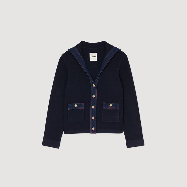 Cardigan vest met denim