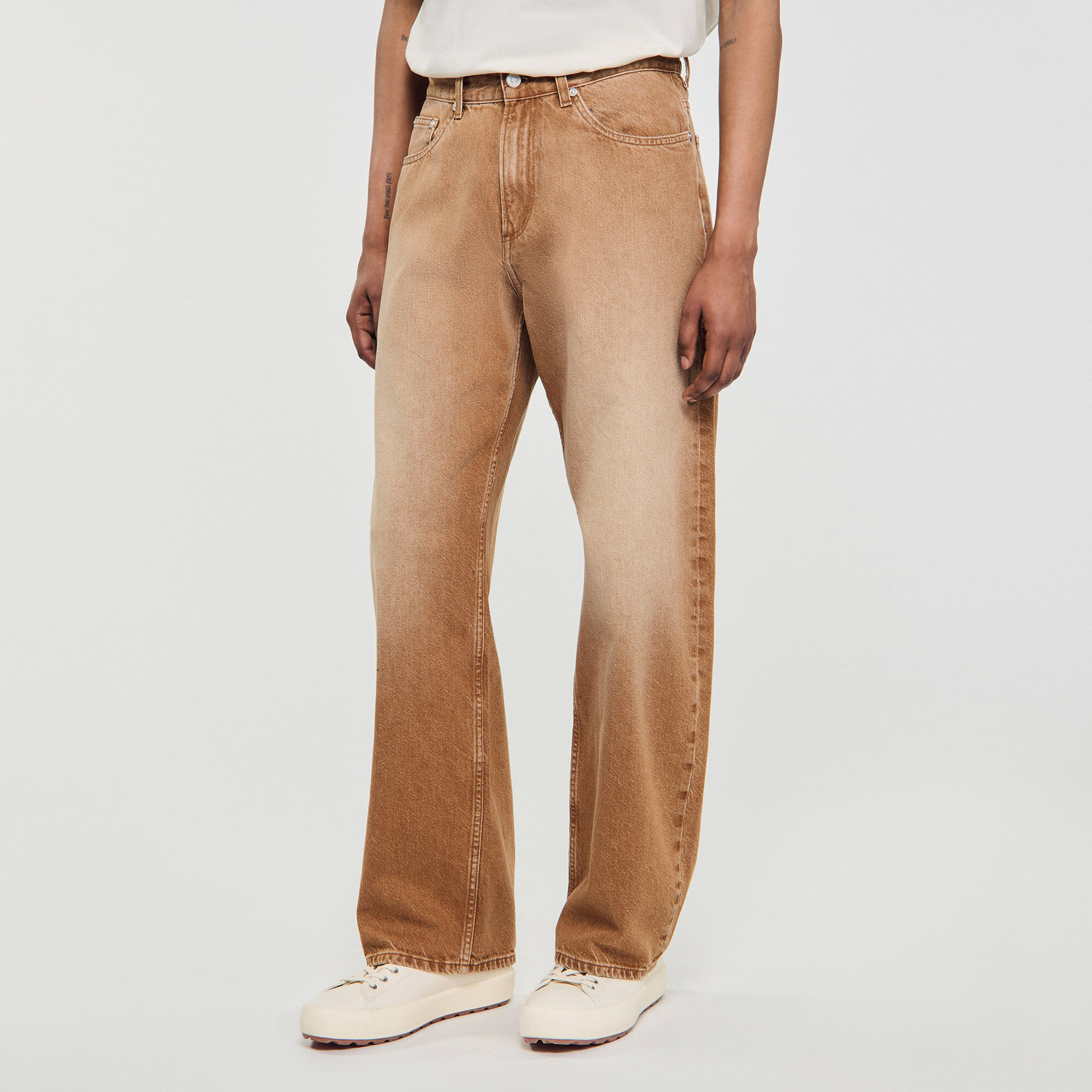 Jeans baggy fit van verbleekt katoen
