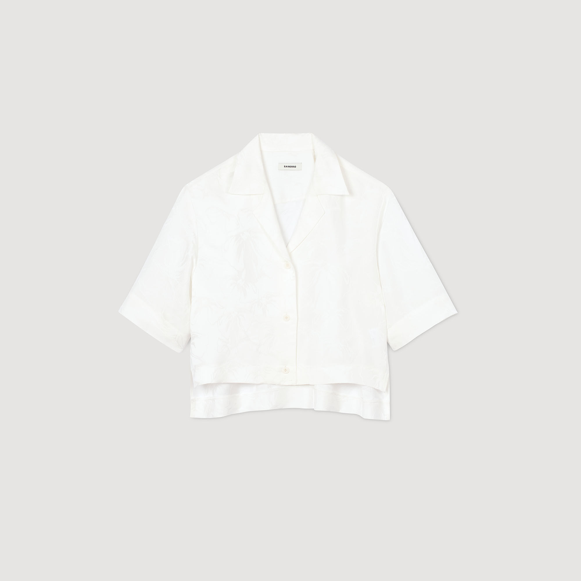Korte overhemdblouse met jacquard bloem