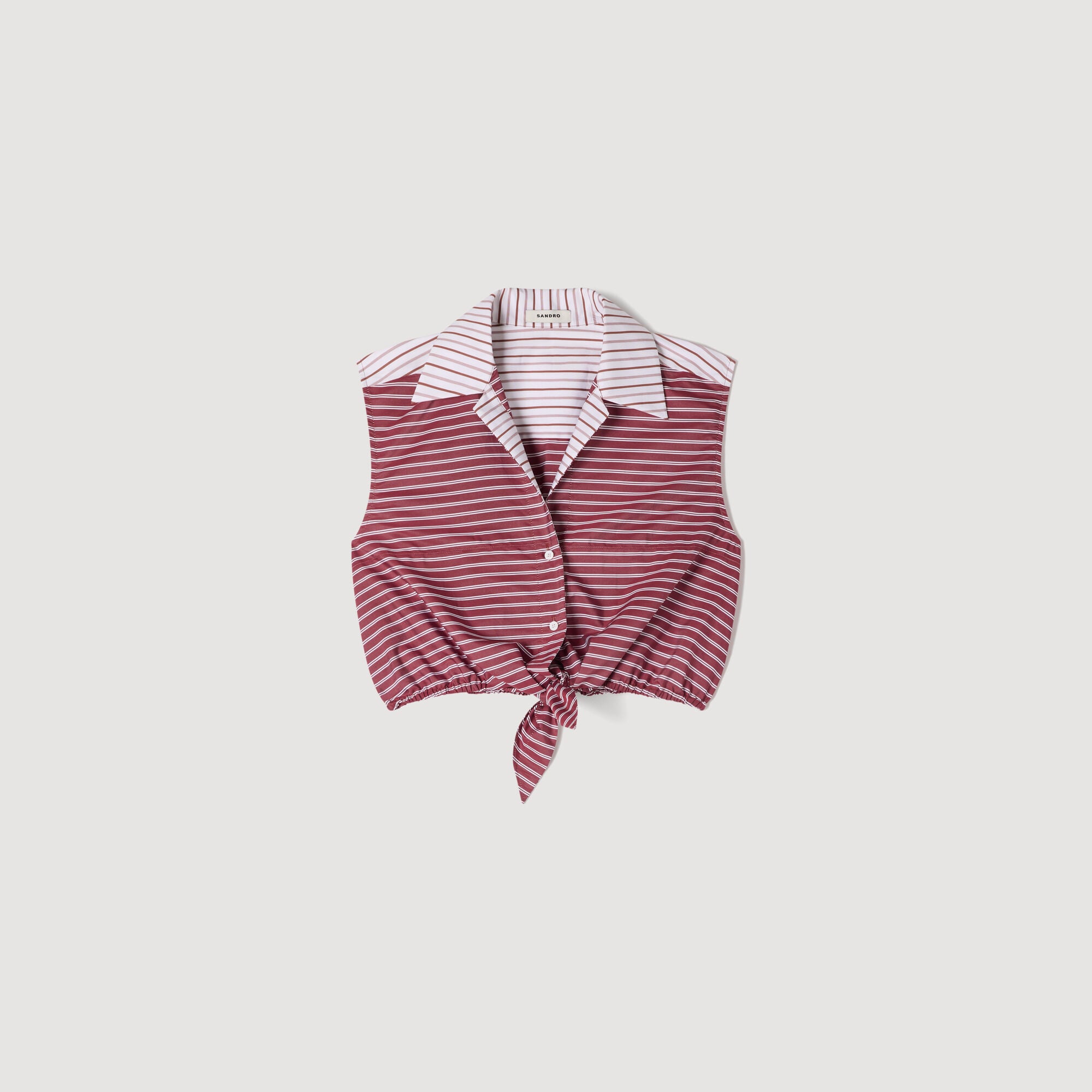 Korte gestreepte katoenen blouse