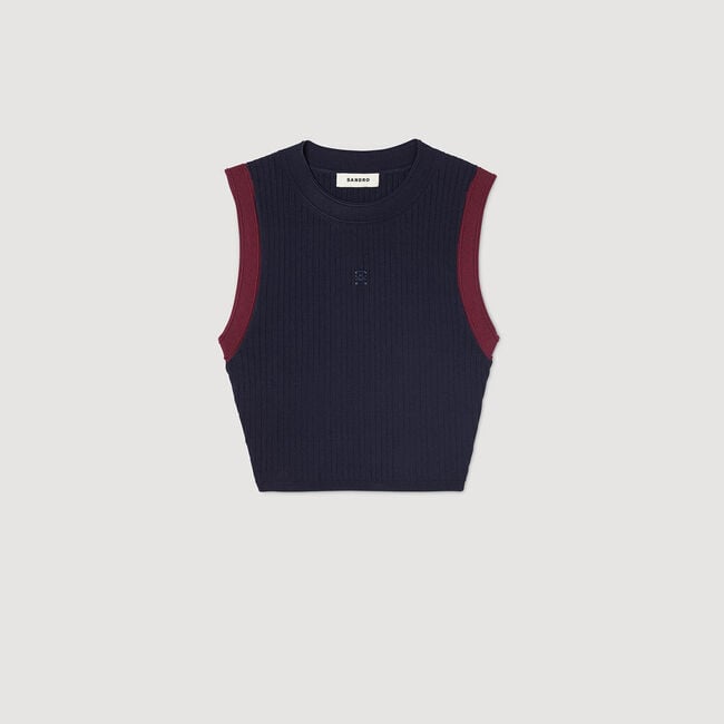 Tweekleurige gebreide top