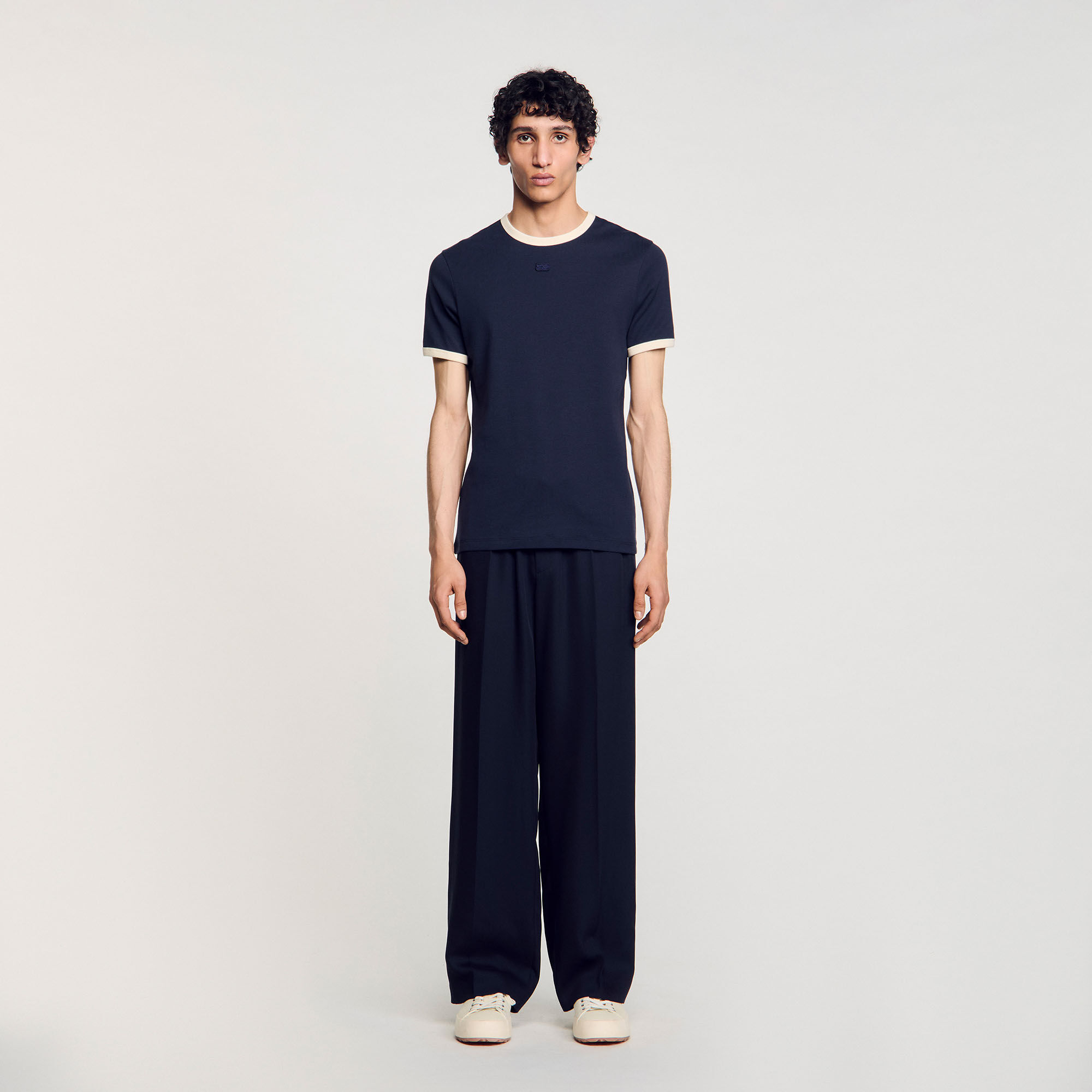 T-shirt tweekleurig met patch