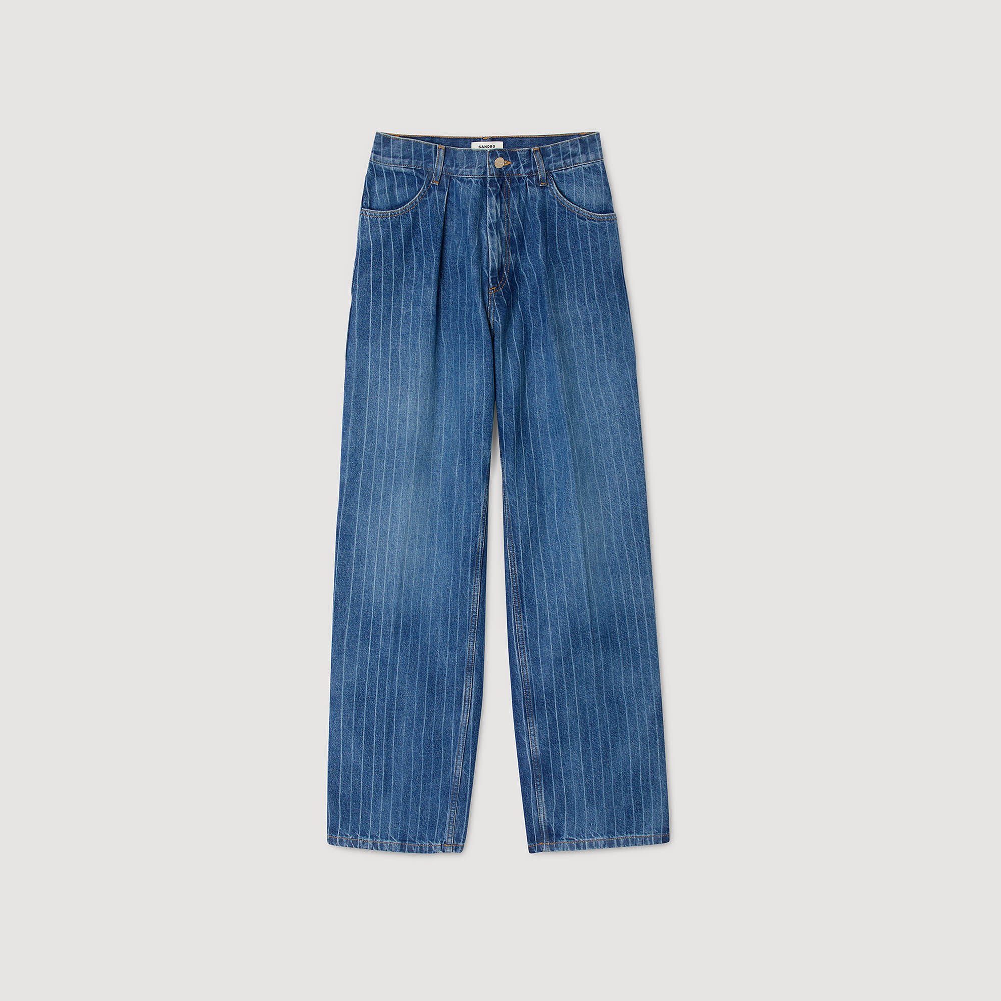 Jeans wijdvallend gestreept
