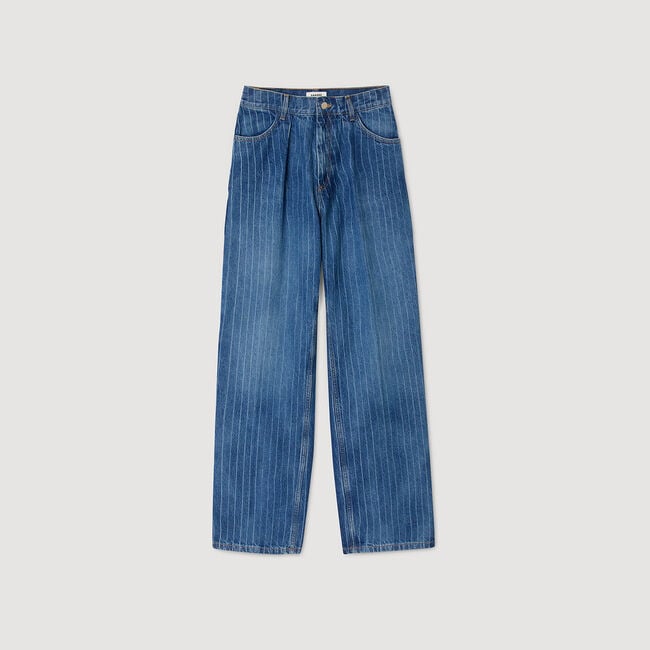 Jeans wijdvallend gestreept
