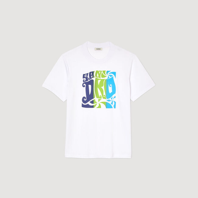 T-shirt katoen met print golven