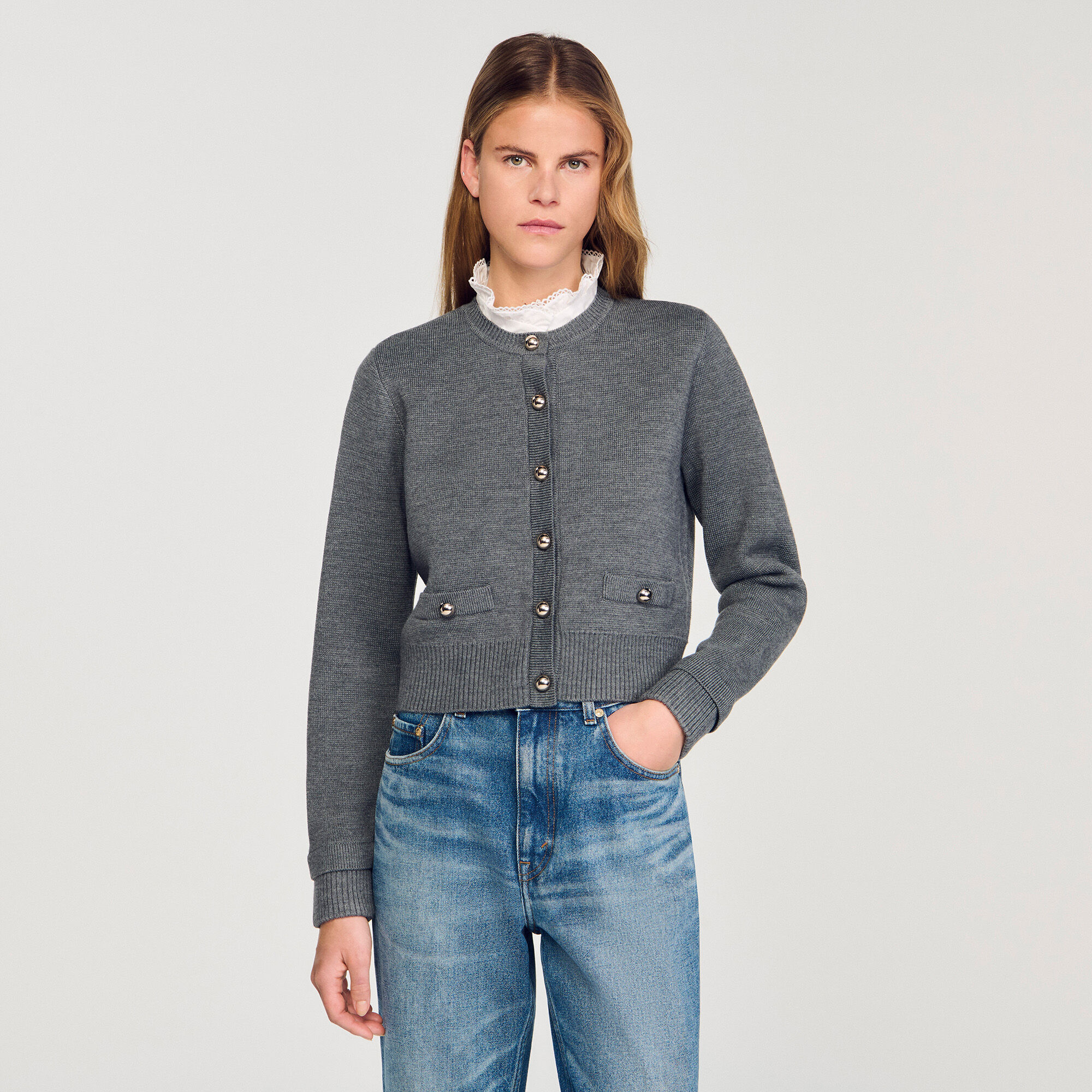 Cardigan afneembare wijde kraag