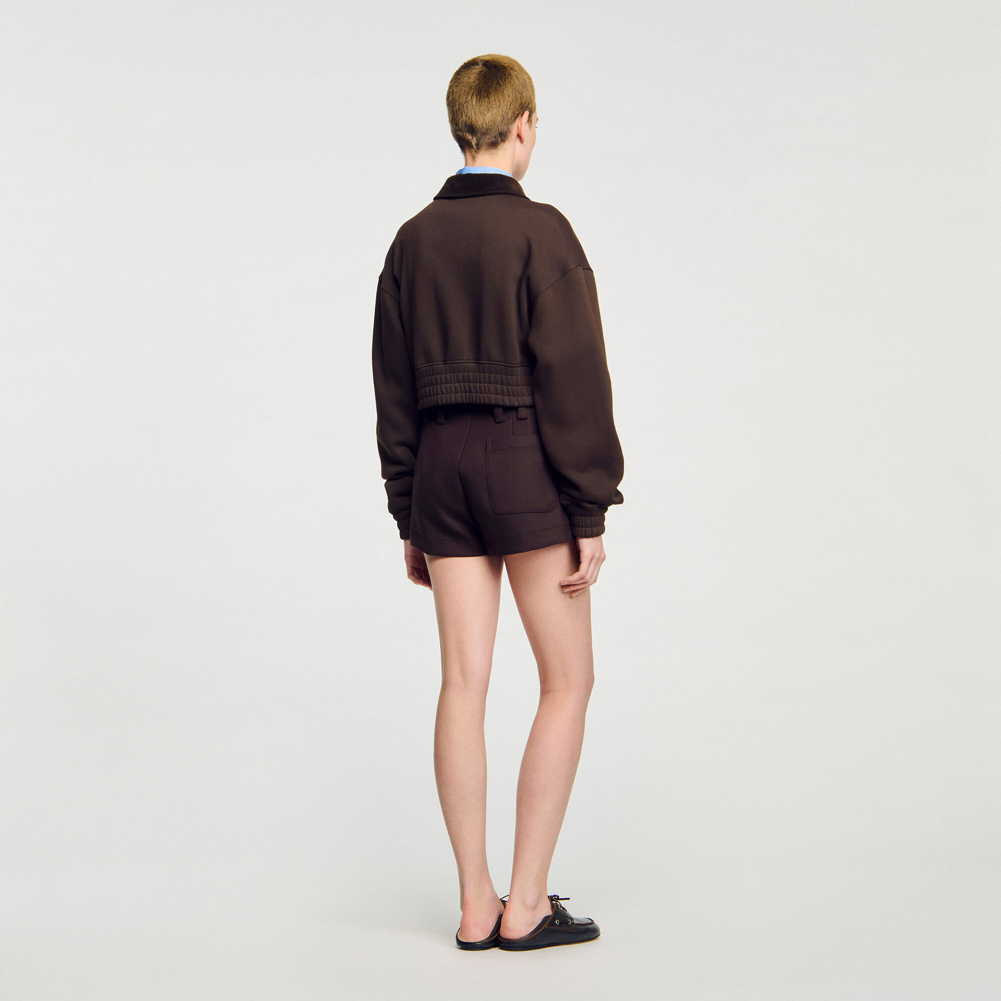 Kort sweatshirt bi-materiaal