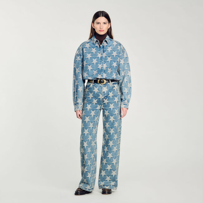Jeans jacquard met sterren