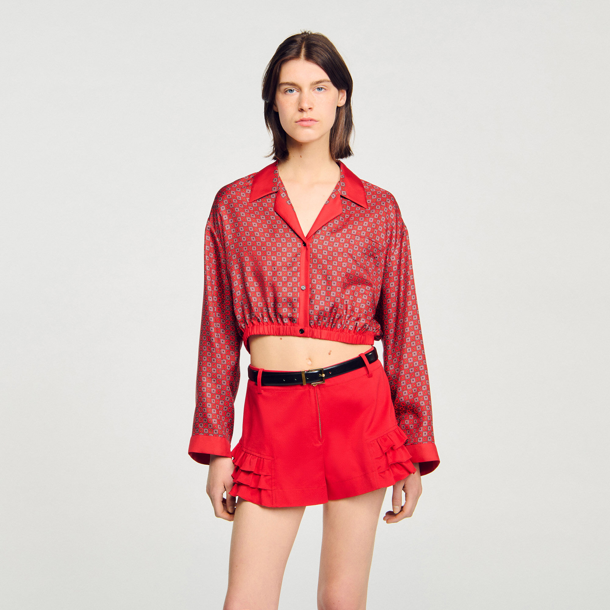 Overhemdblouse sjaalprint