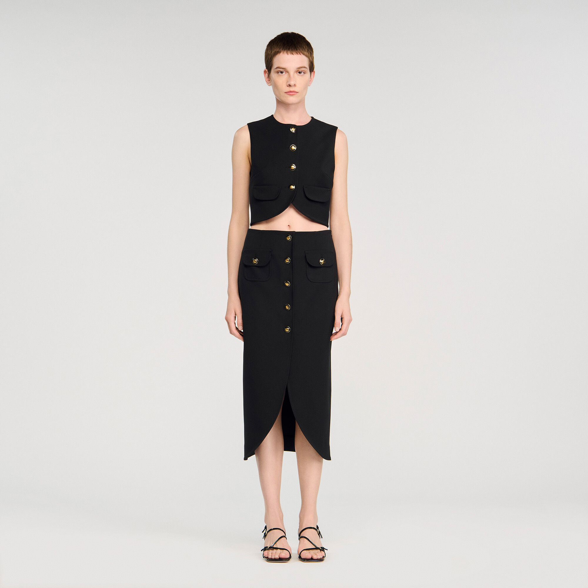 Midi rok met knopen