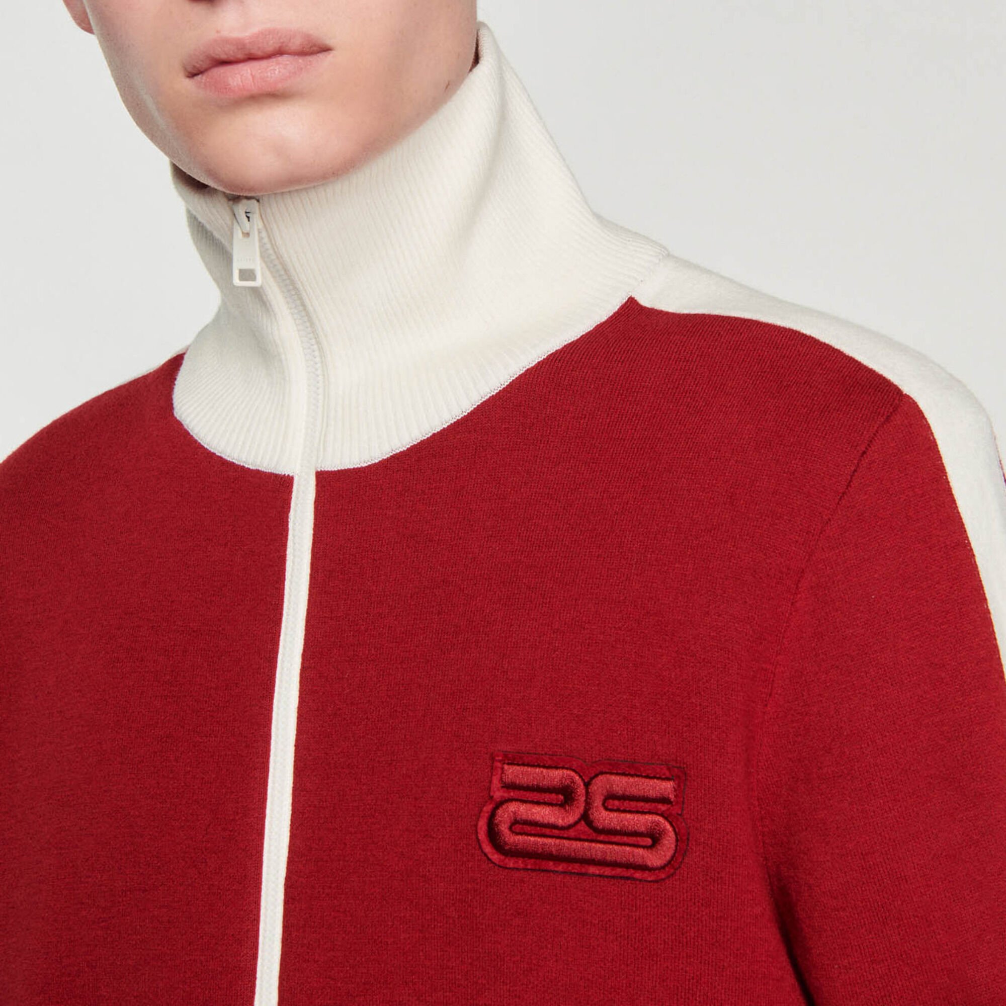 Tweekleurige cardigan van breisel