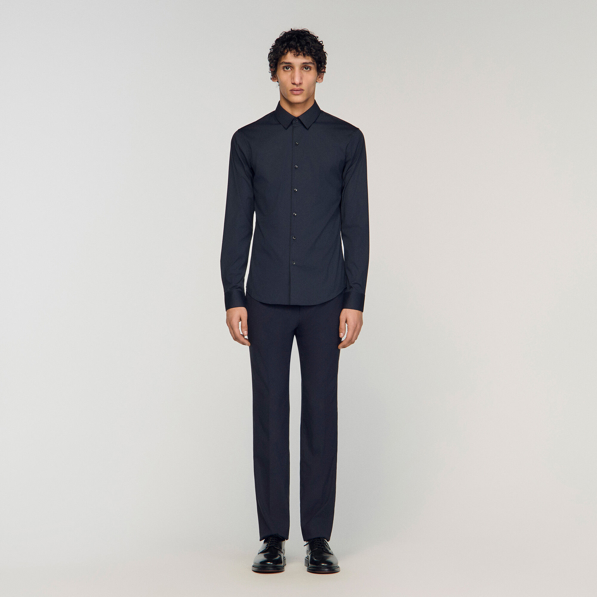 Nauwsluitend overhemd van stretchkatoen