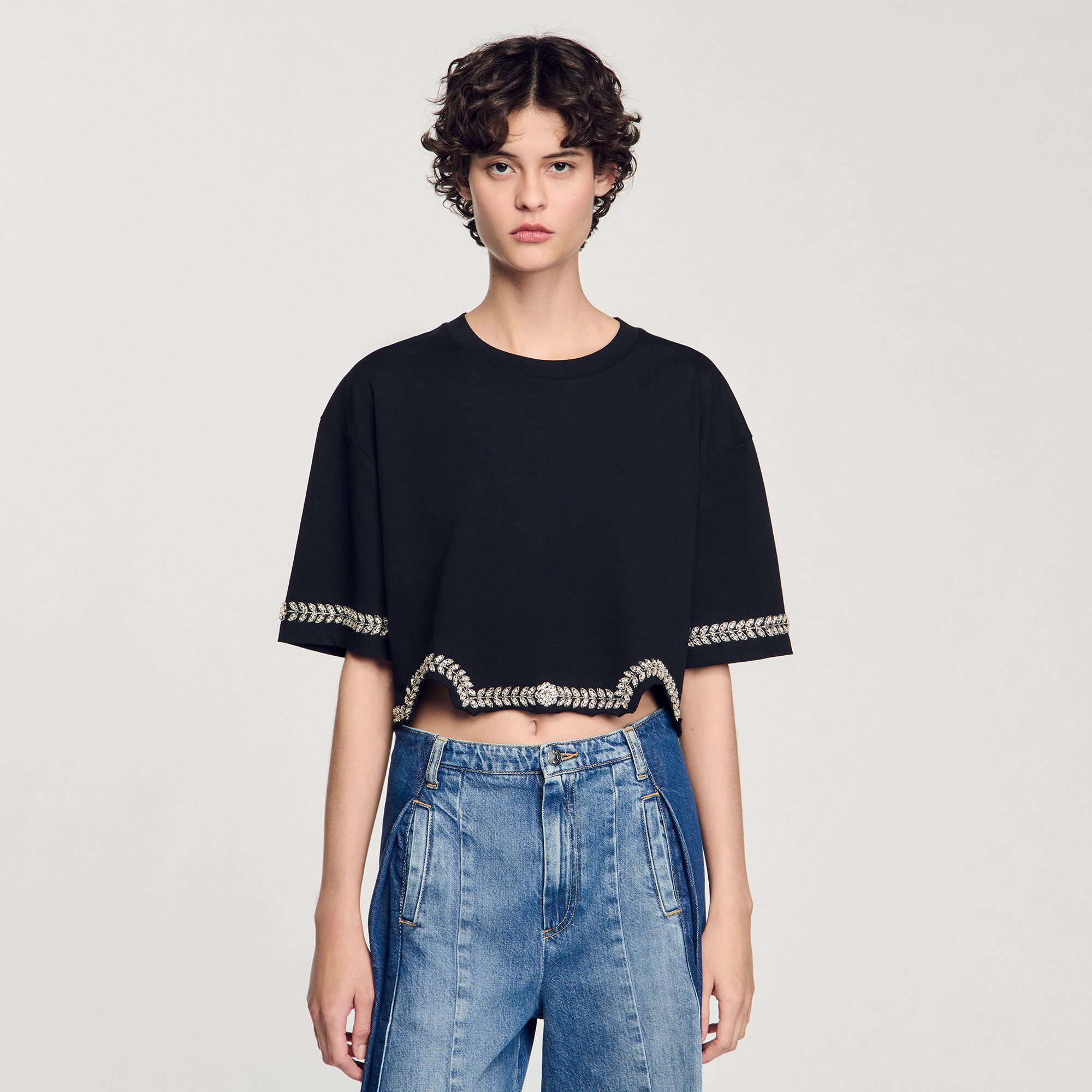 Kort T-shirt met stras