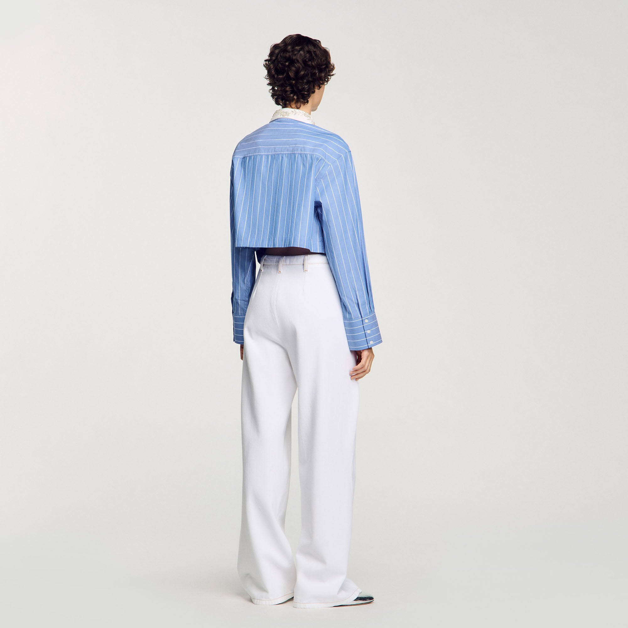 Overhemdblouse kort gestreept