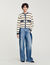 Cardigan vest gestreept met denim
