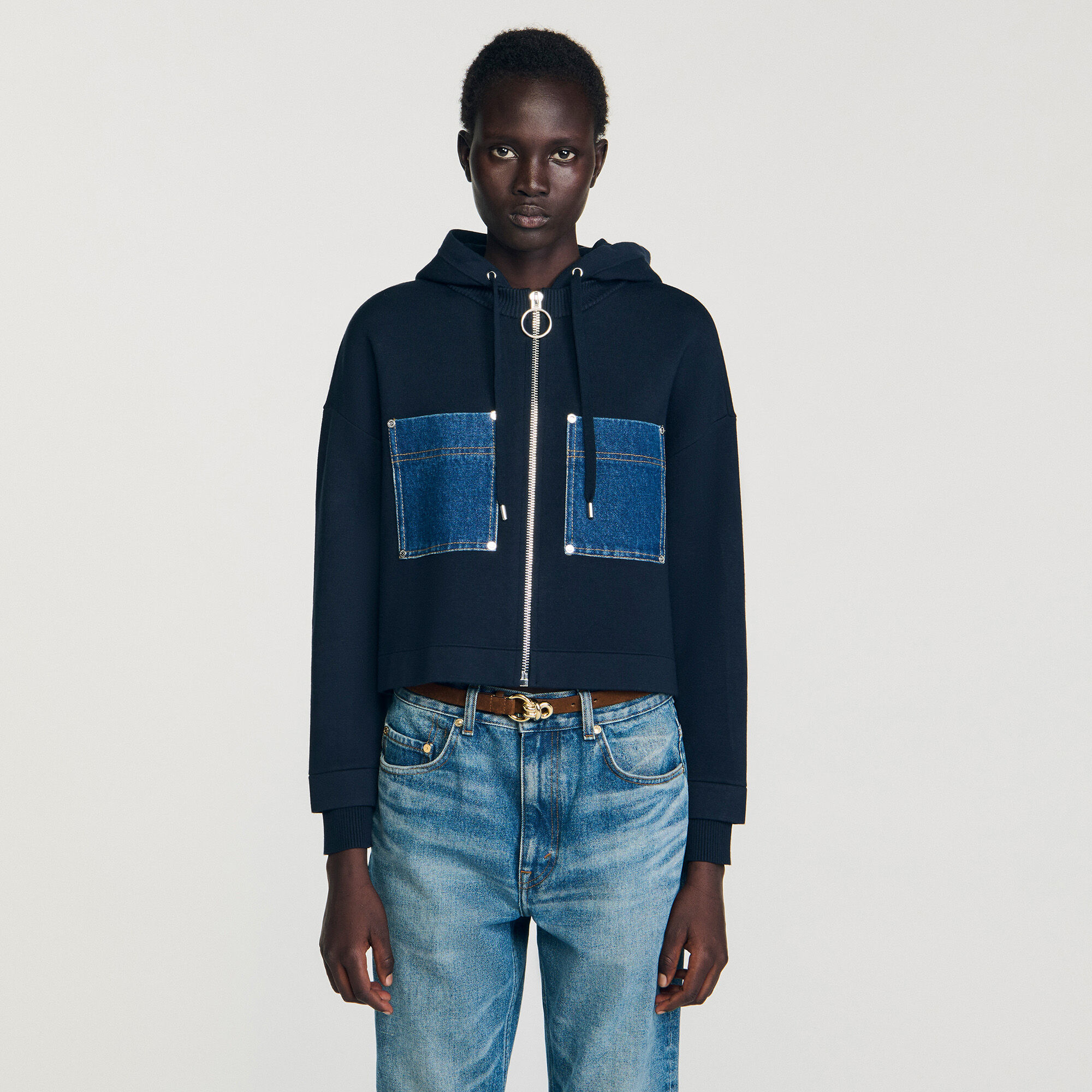 Sweatshirt gebreid en denim