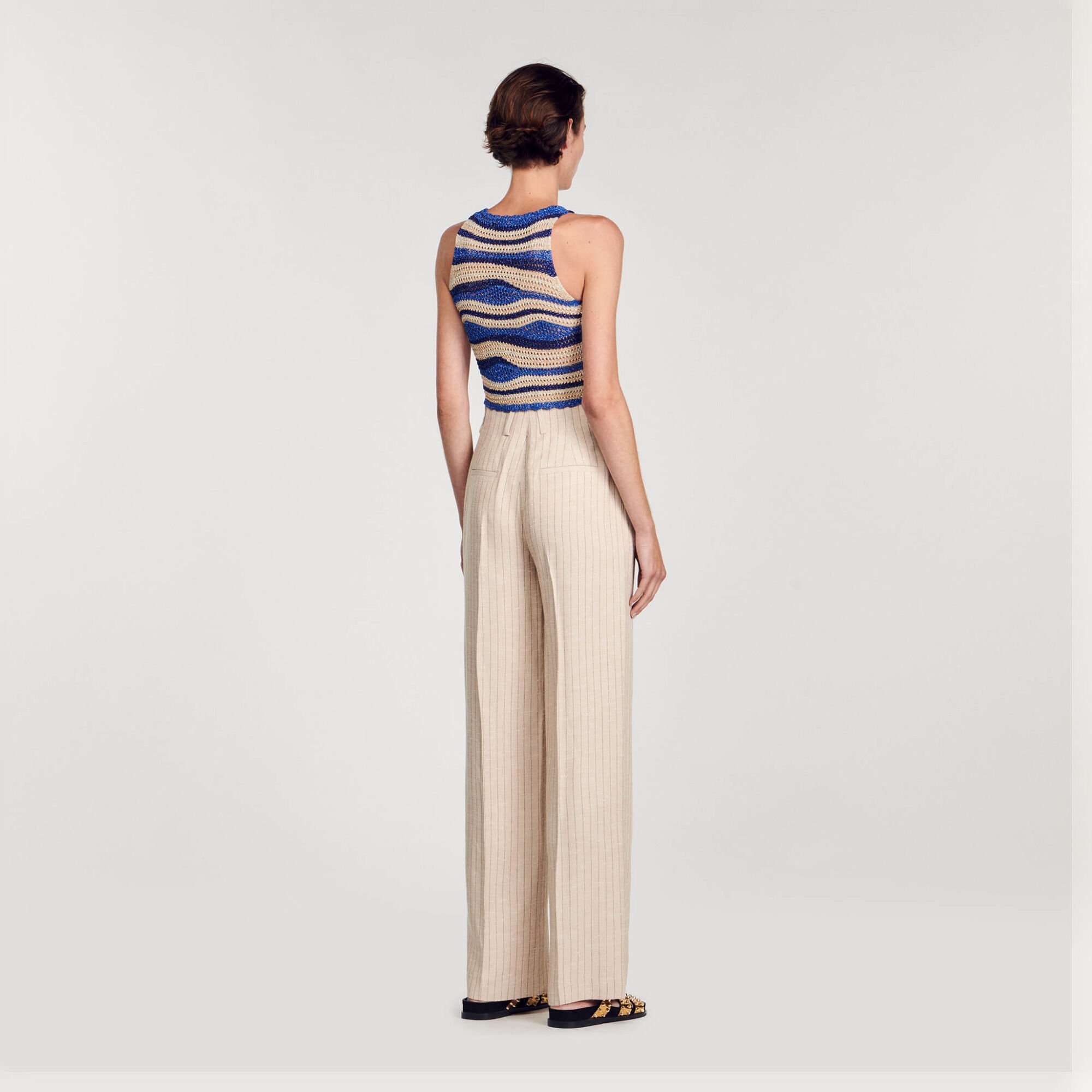 Pantalon kostuum wijd gestreept