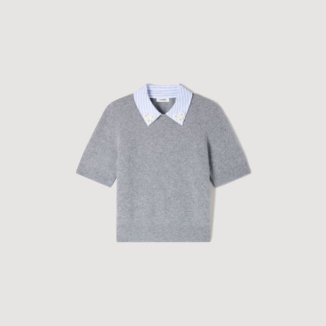 Wollen trui met afneembare kraag