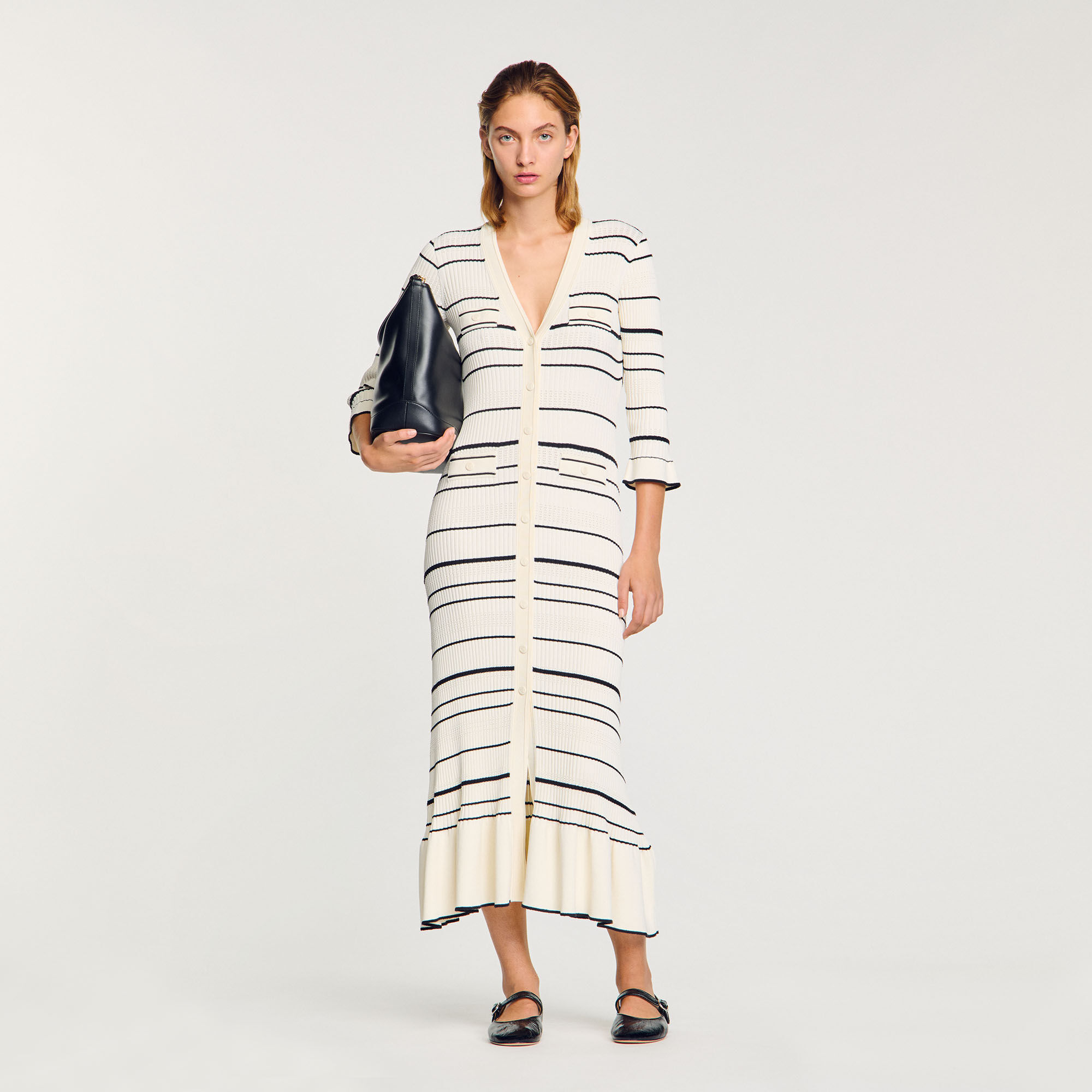 Lange jurk gestreept tricot