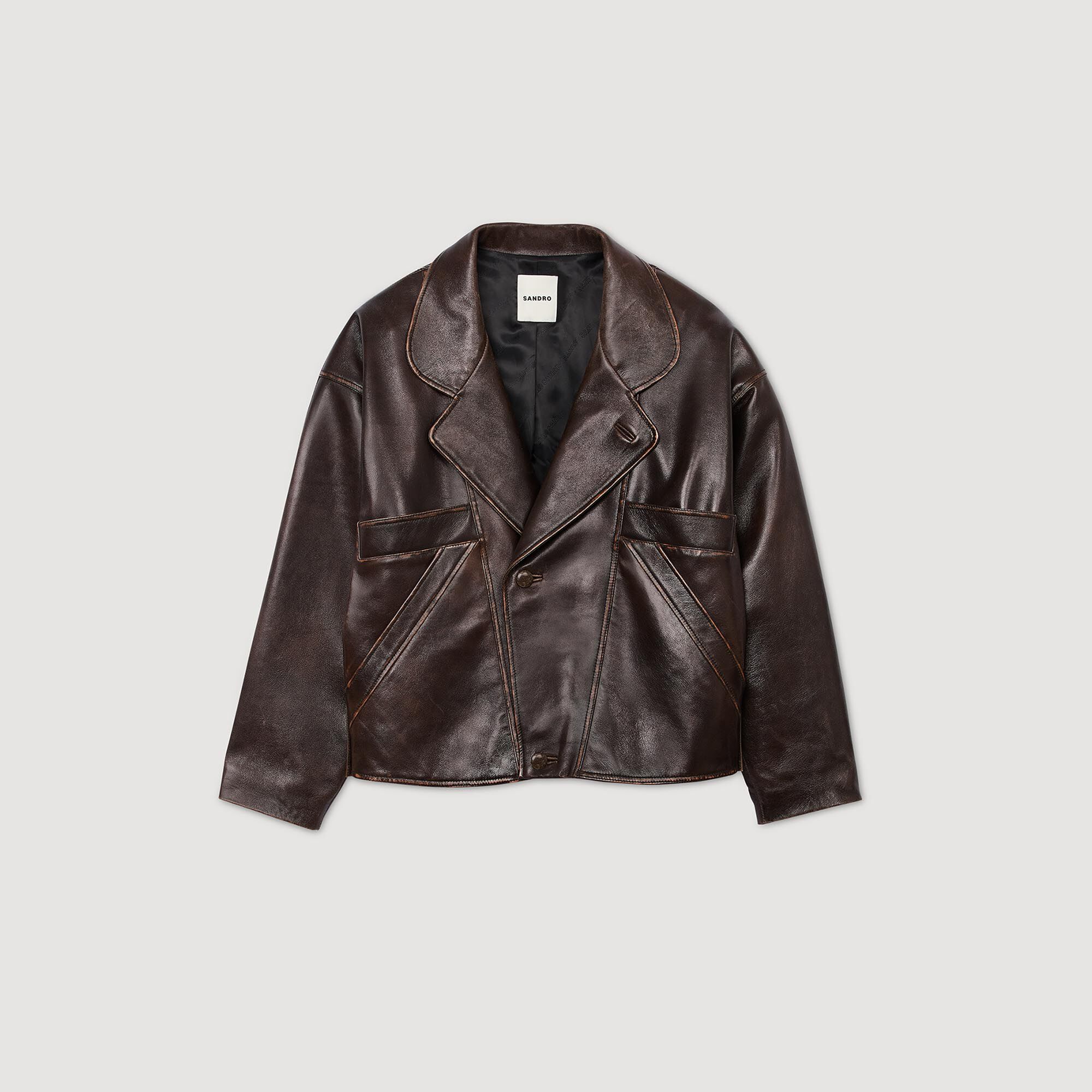 Leren jack oversized