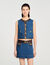 Top van denim en leer