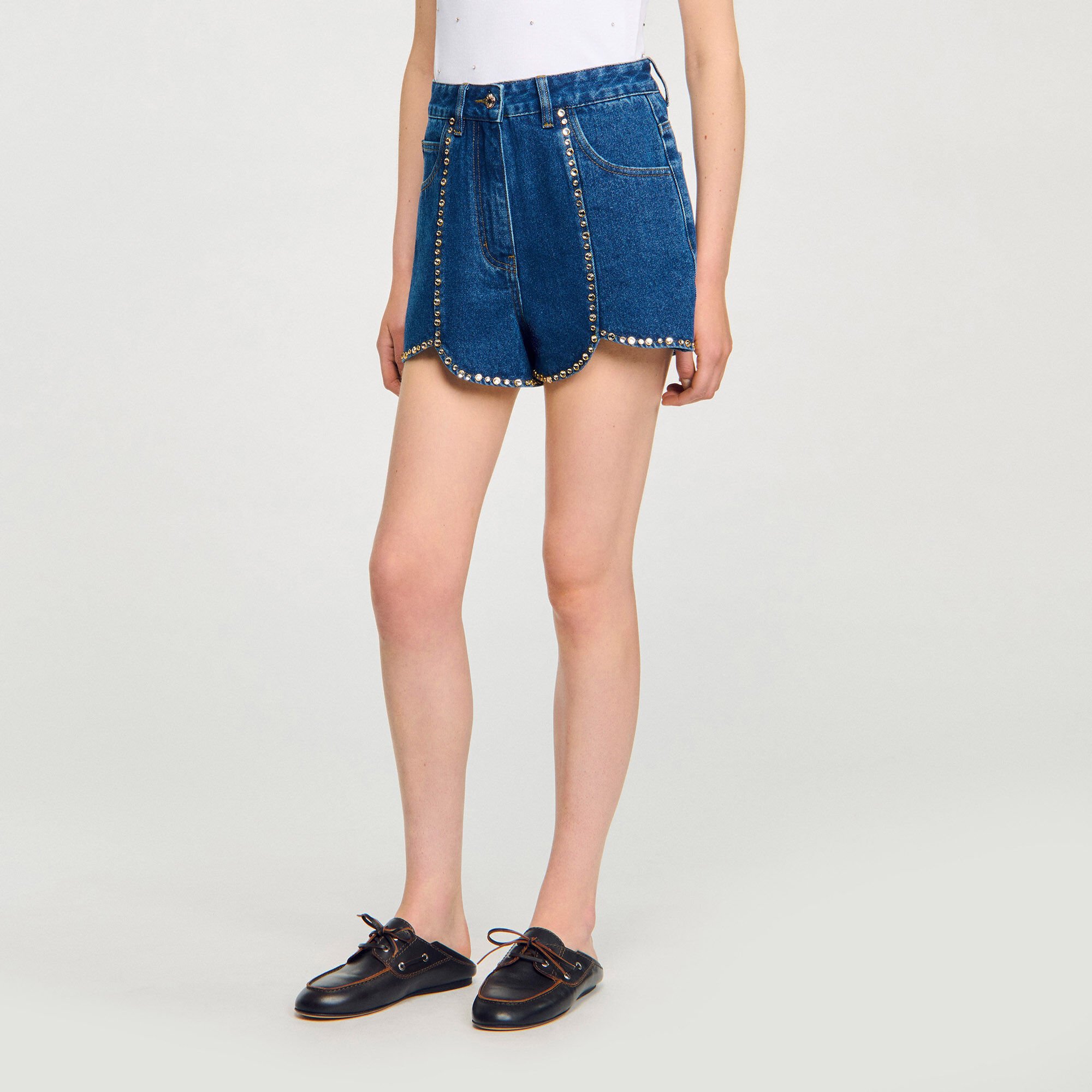 Short denim met stras