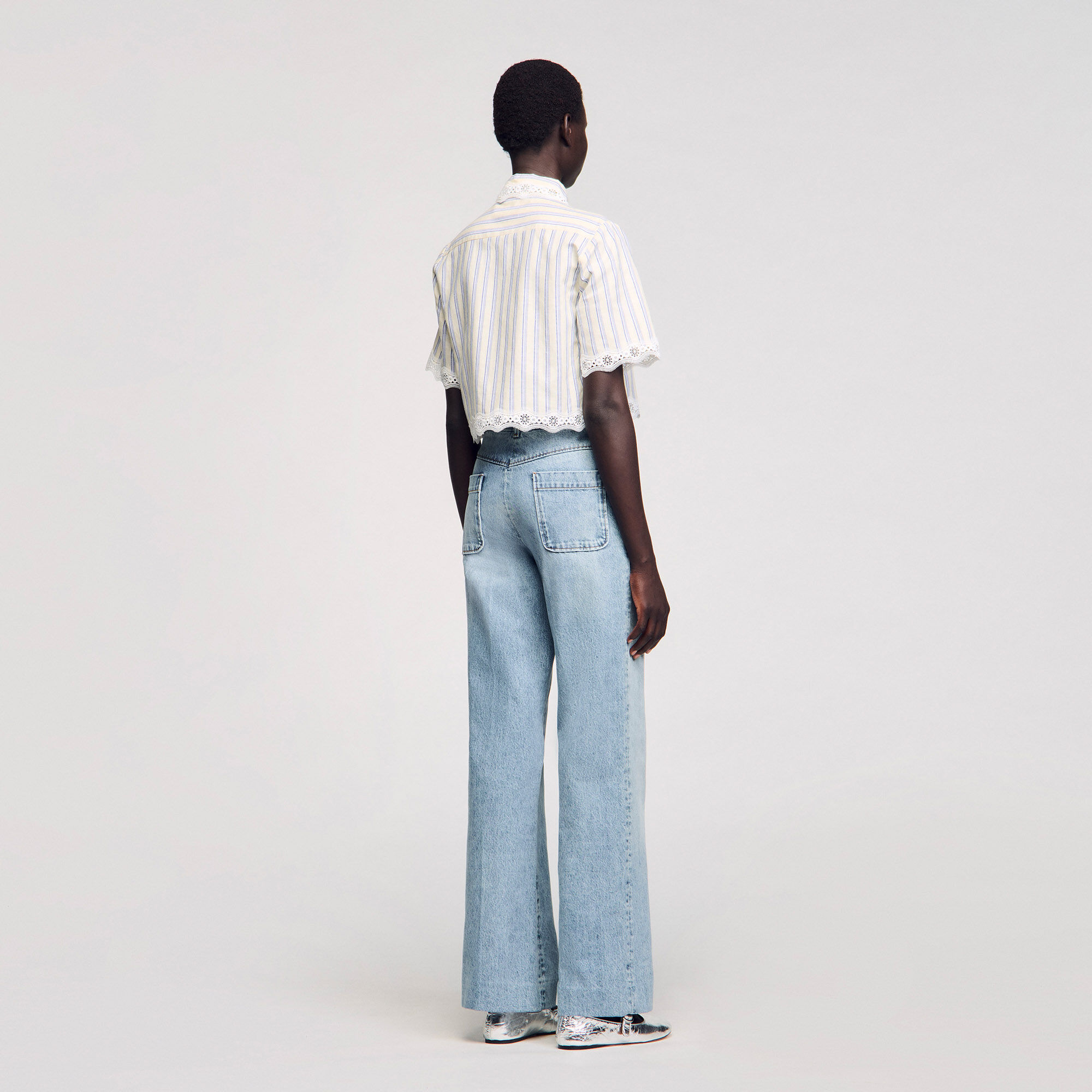 Overhemdblouse kort gestreept