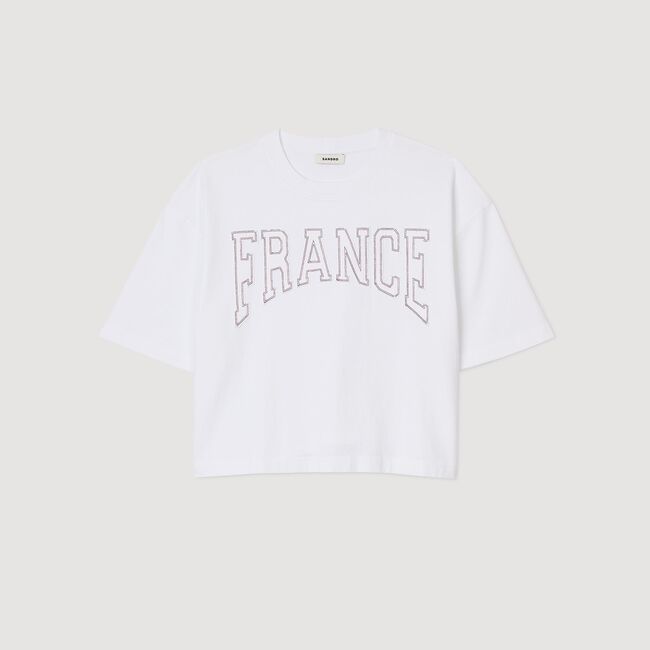 T-shirt kort geborduurd France