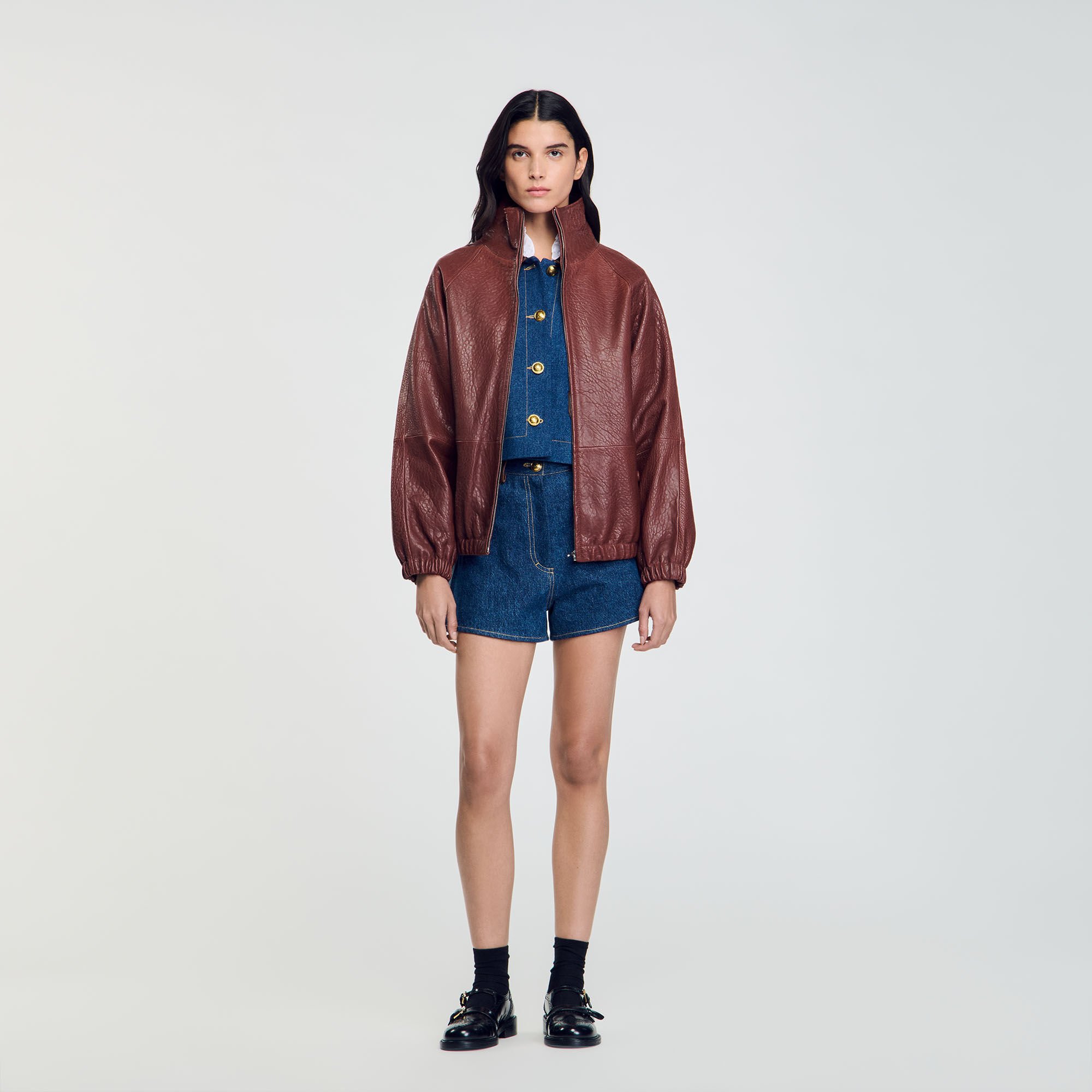 Leren jack oversized