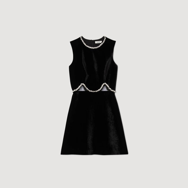 Korte velours jurk met uitsnijd. - Vrouw | Sandro