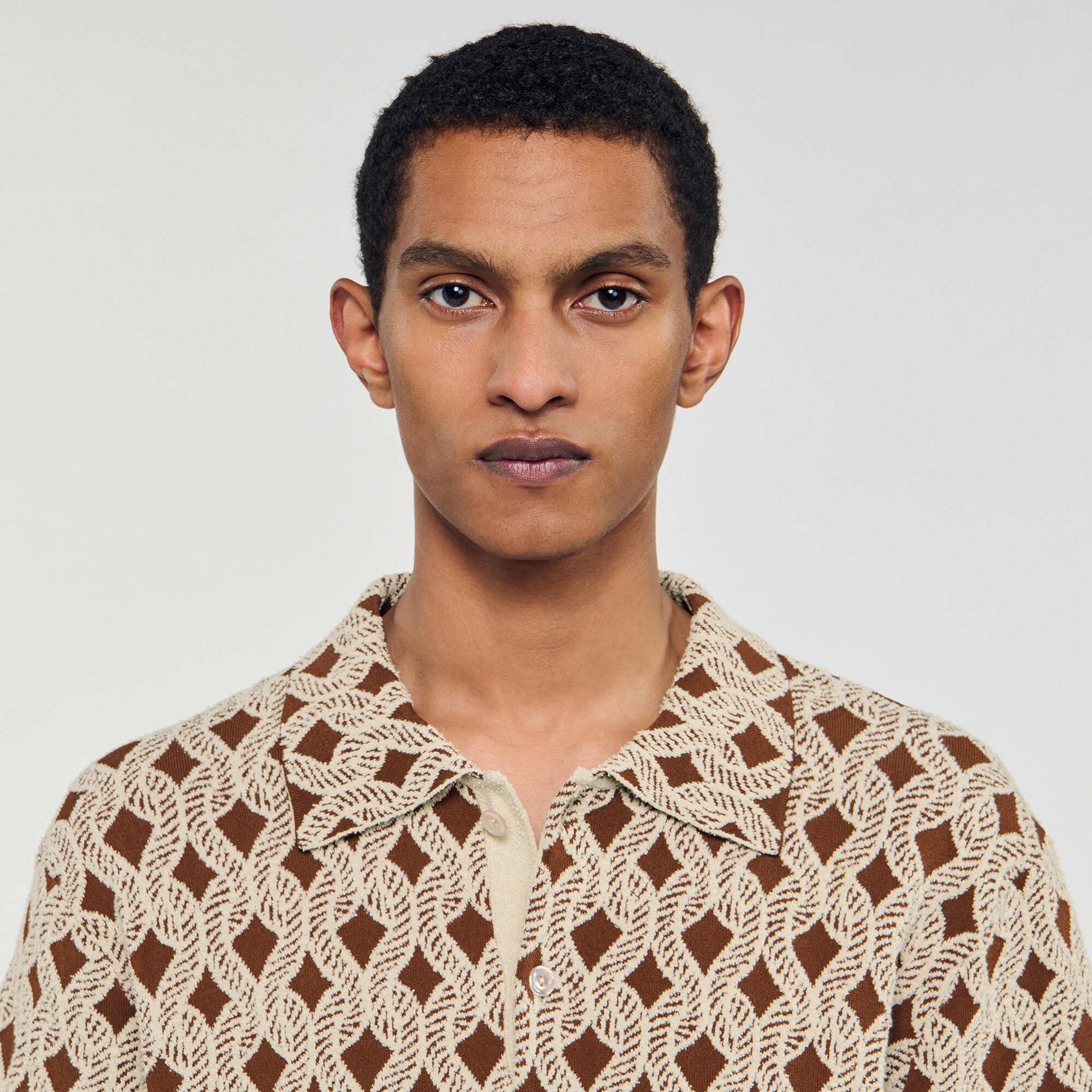 Overhemd cardigan met jacquard koord