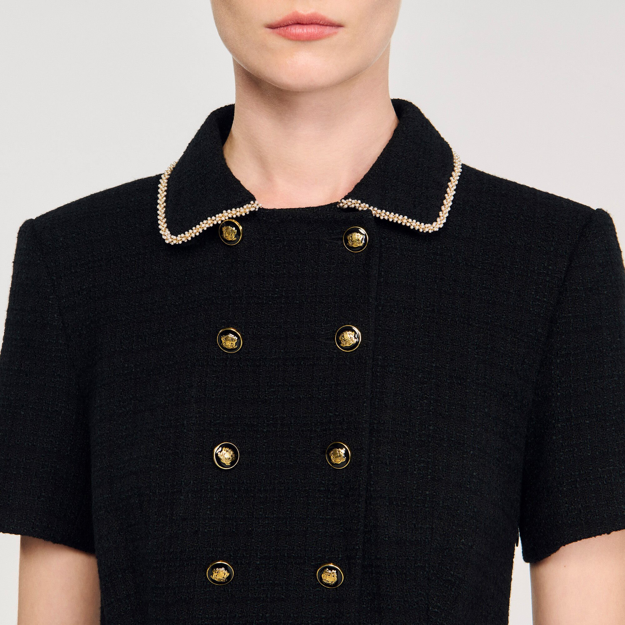 Korte tweed jurk met knopen