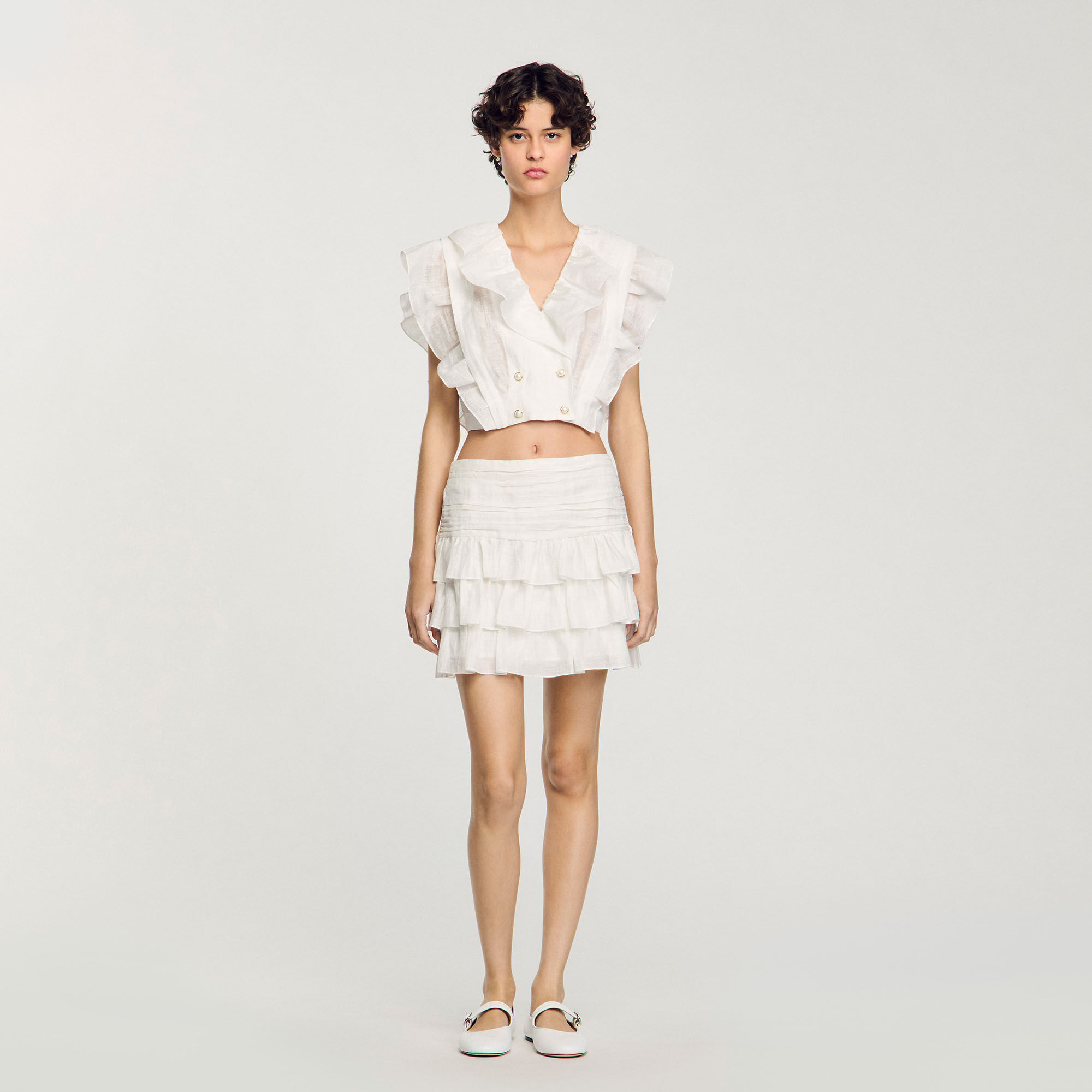 Korte top met volants
