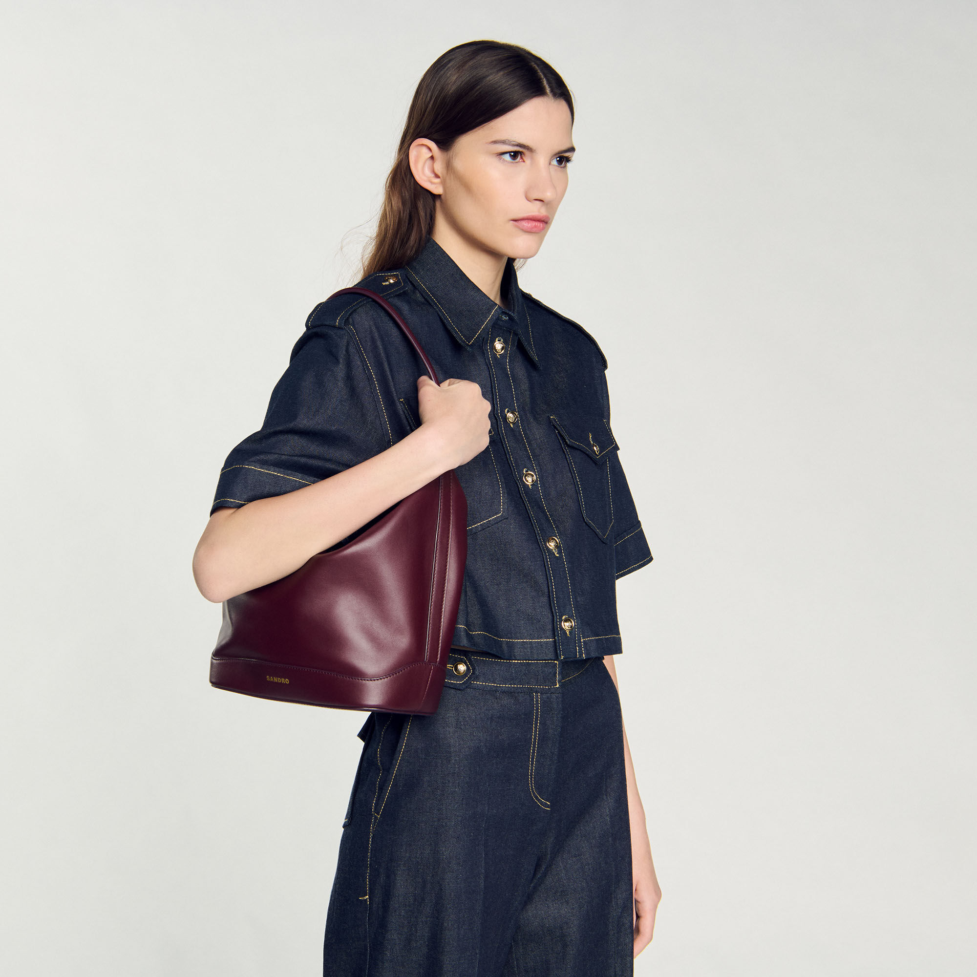 Tas bucket bag leer TANGOSO