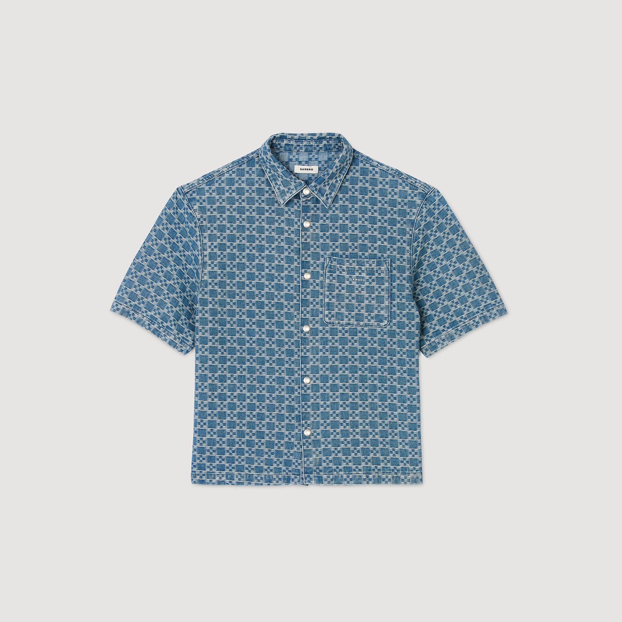 Square cross denim overhemd