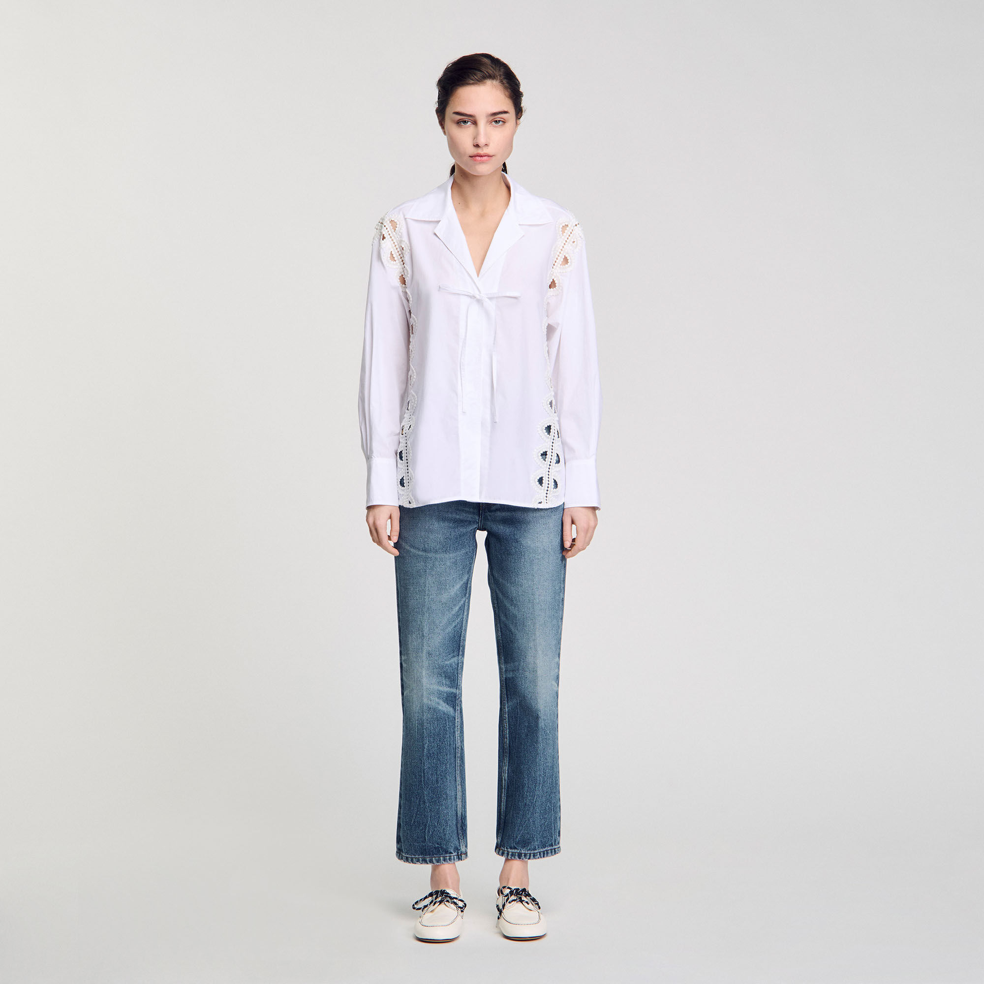 Overhemdblouse van popeline