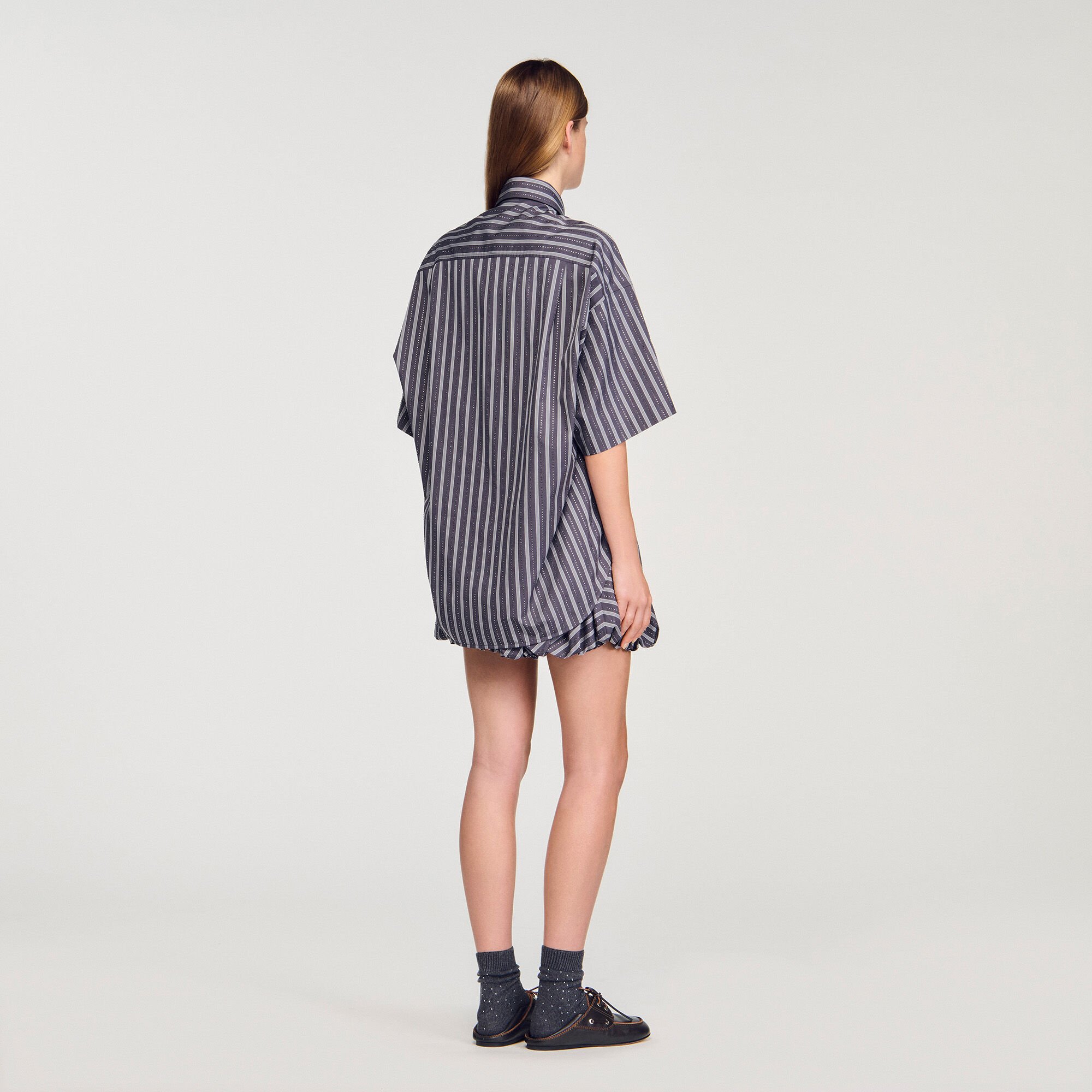Oversized gestreepte blouse stras