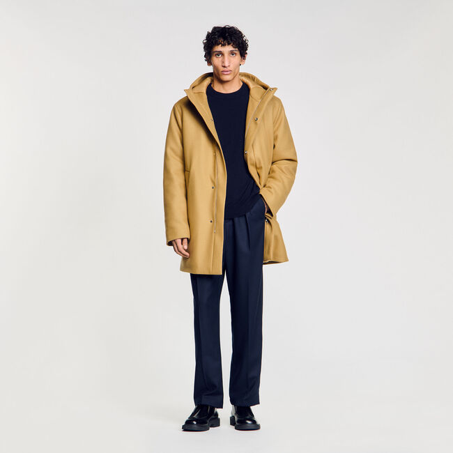 Parka jas van wol met capuchon