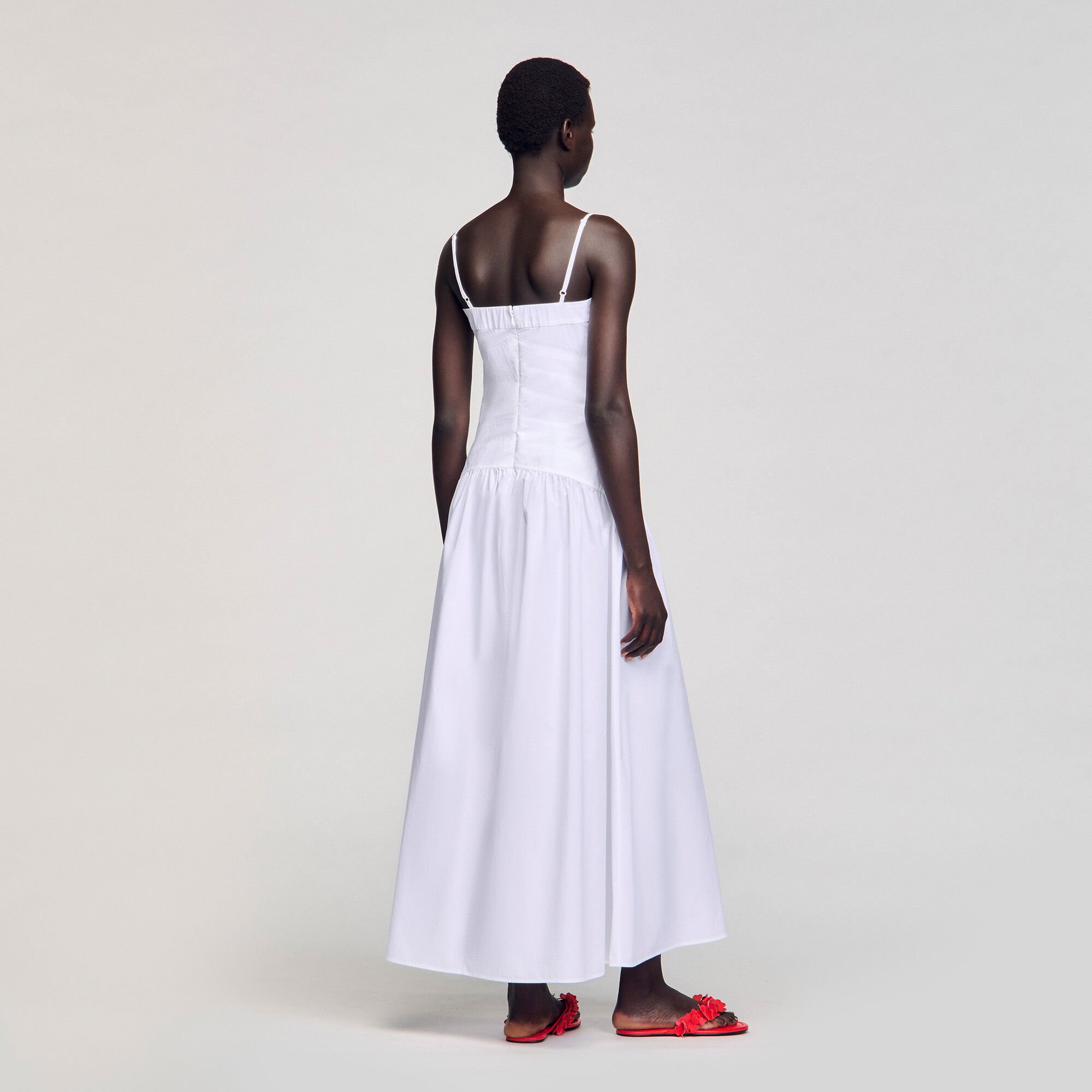 Lange jurk gedrapeerde bustier