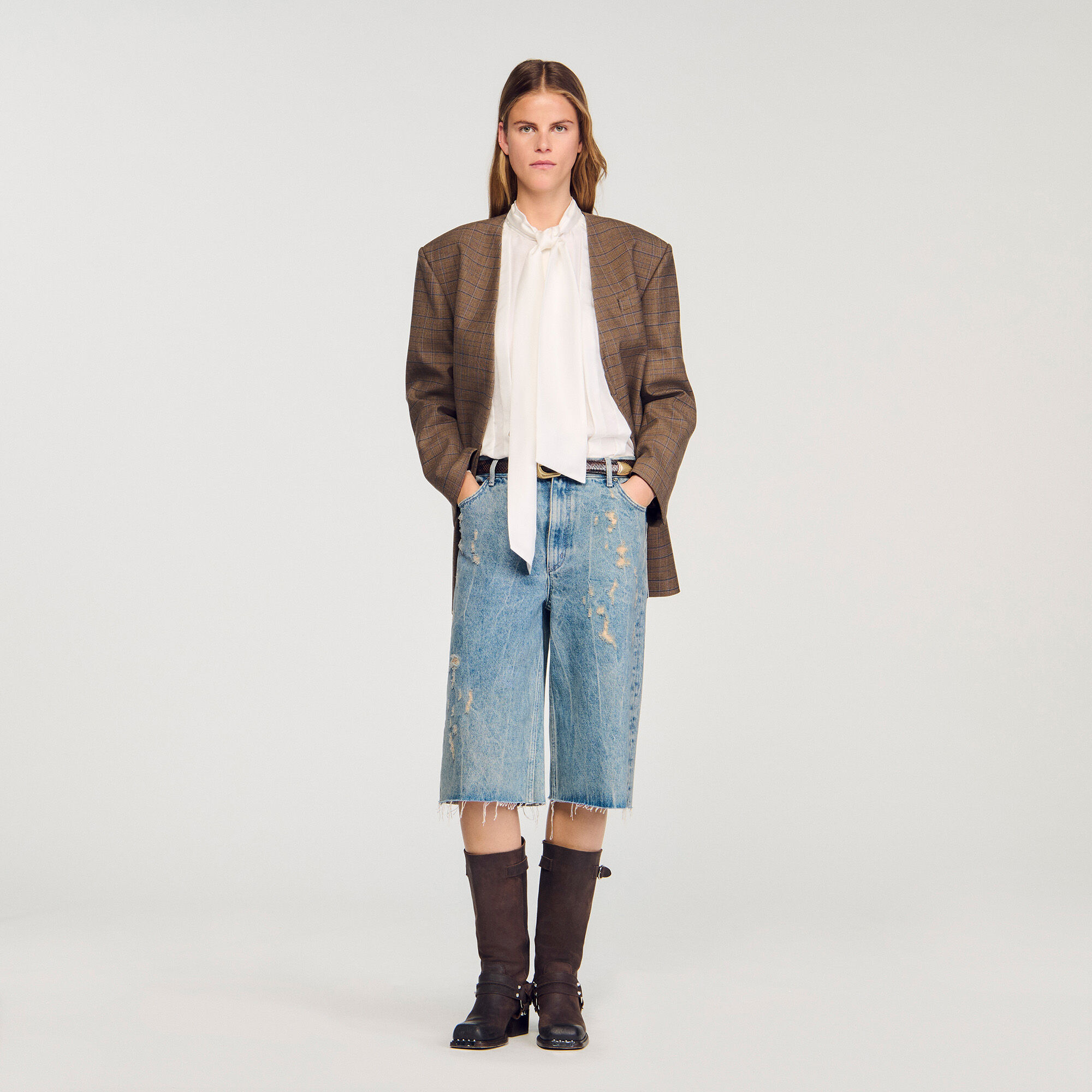 Zijden blouse met lavallière