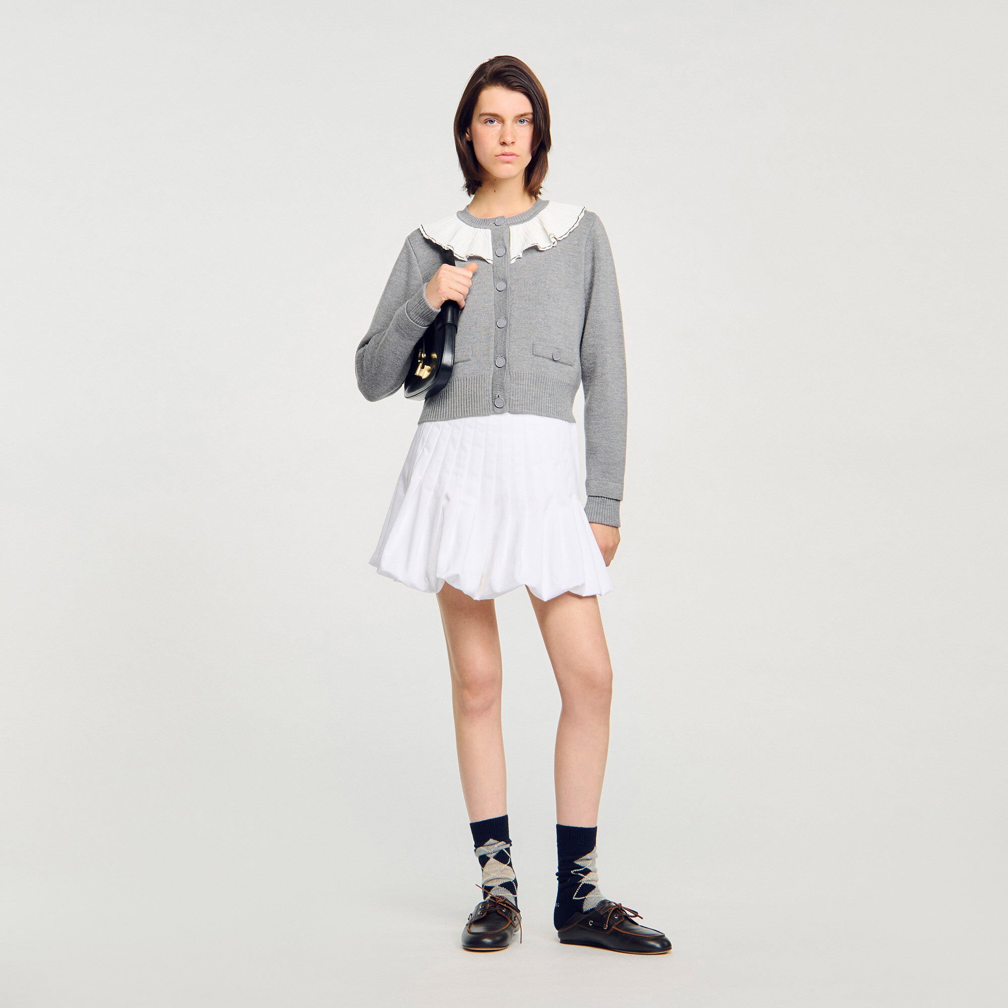Cardigan vest contrasterende kraag